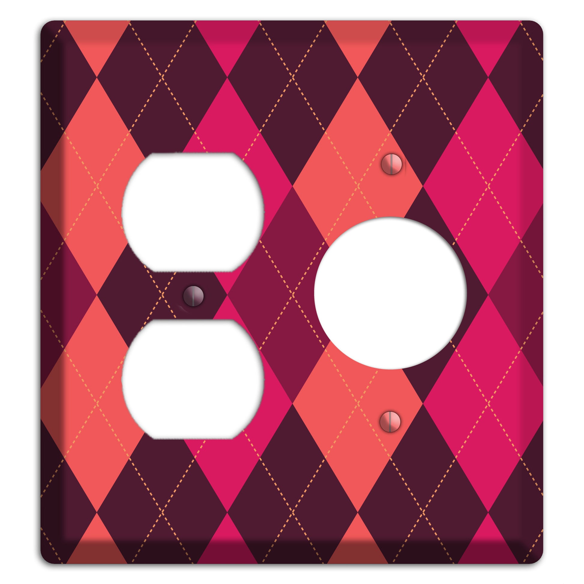 Orange and Pink Argyle Duplex / Receptacle Wallplate