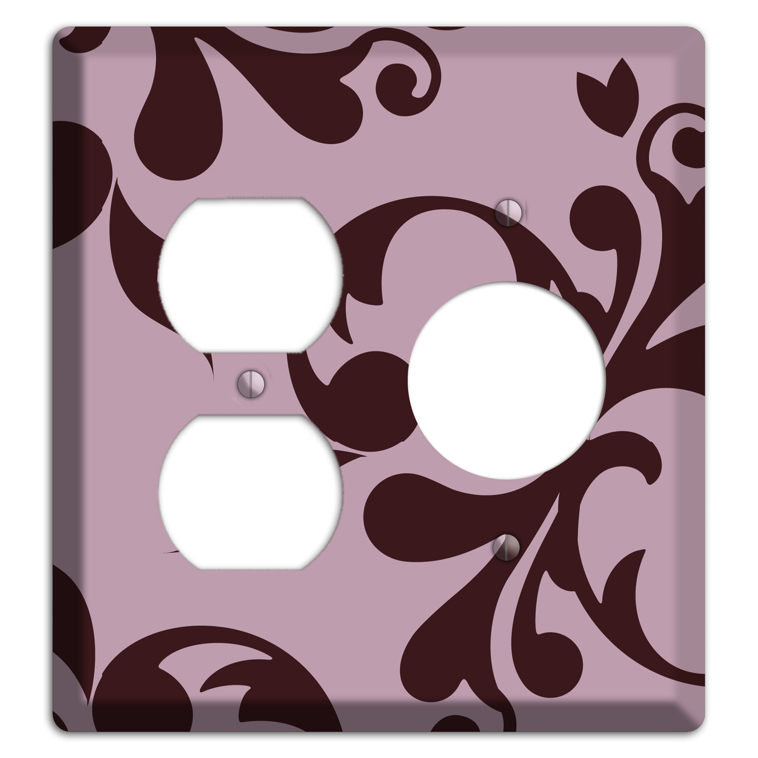 Dusty Rose and Burgundy Toile Duplex / Receptacle Wallplate