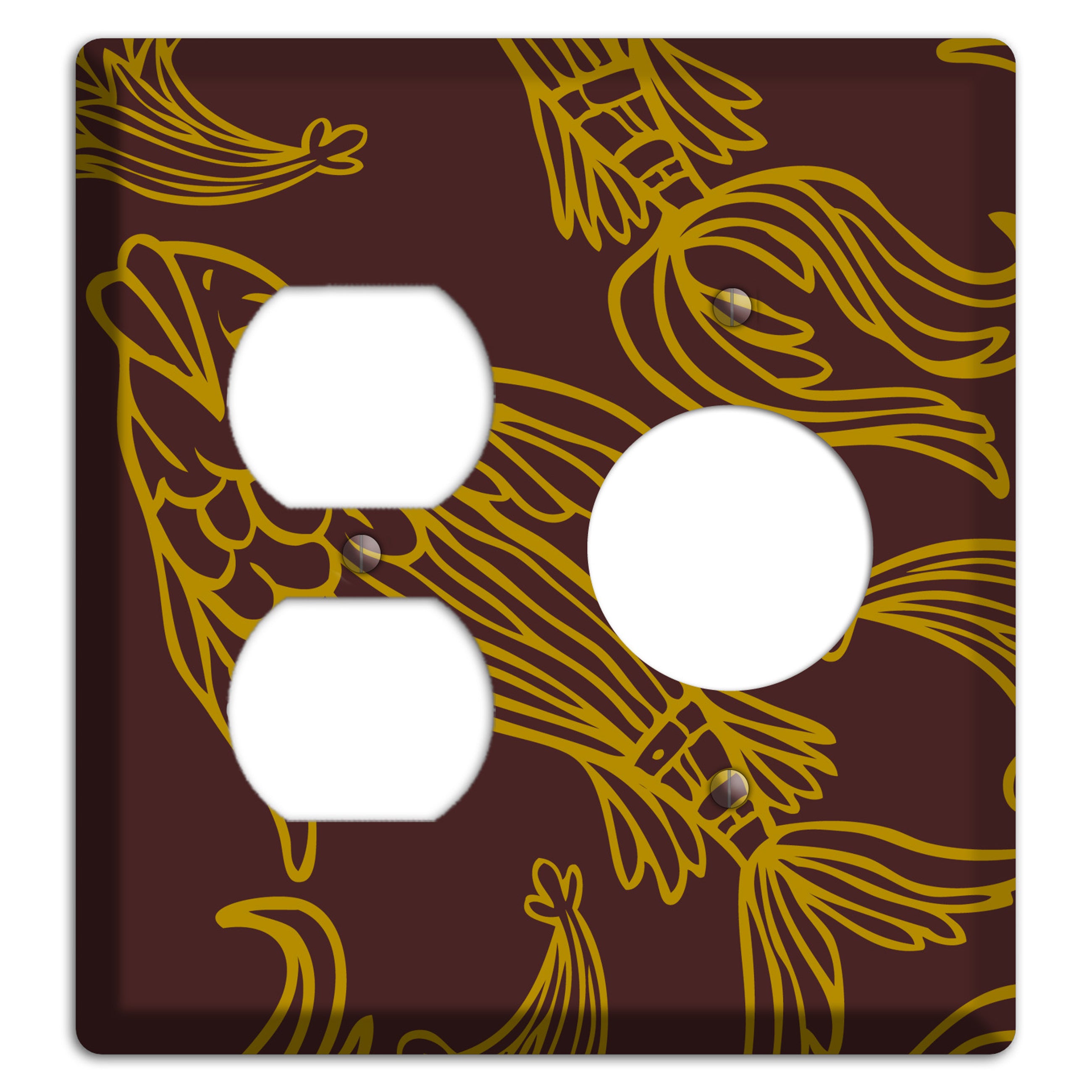 Brown and Beige Koi Duplex / Receptacle Wallplate