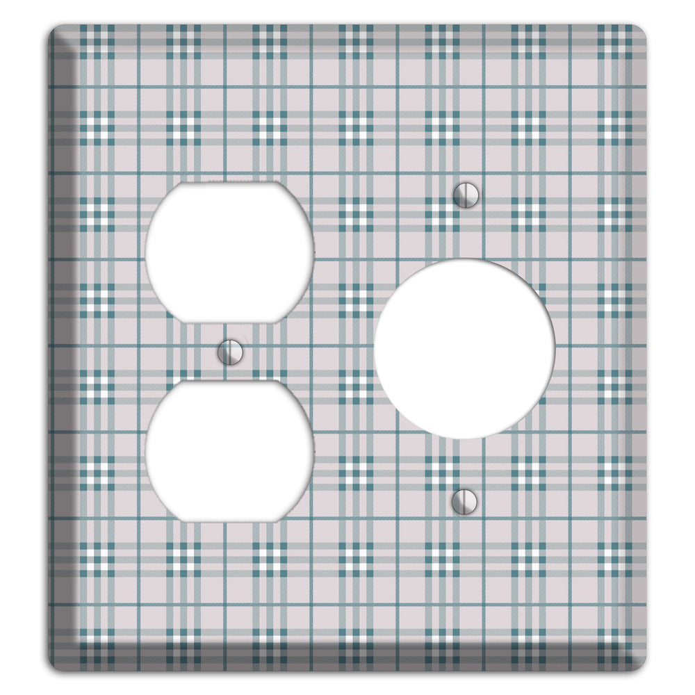 Multi Grey Plaid Duplex / Receptacle Wallplate