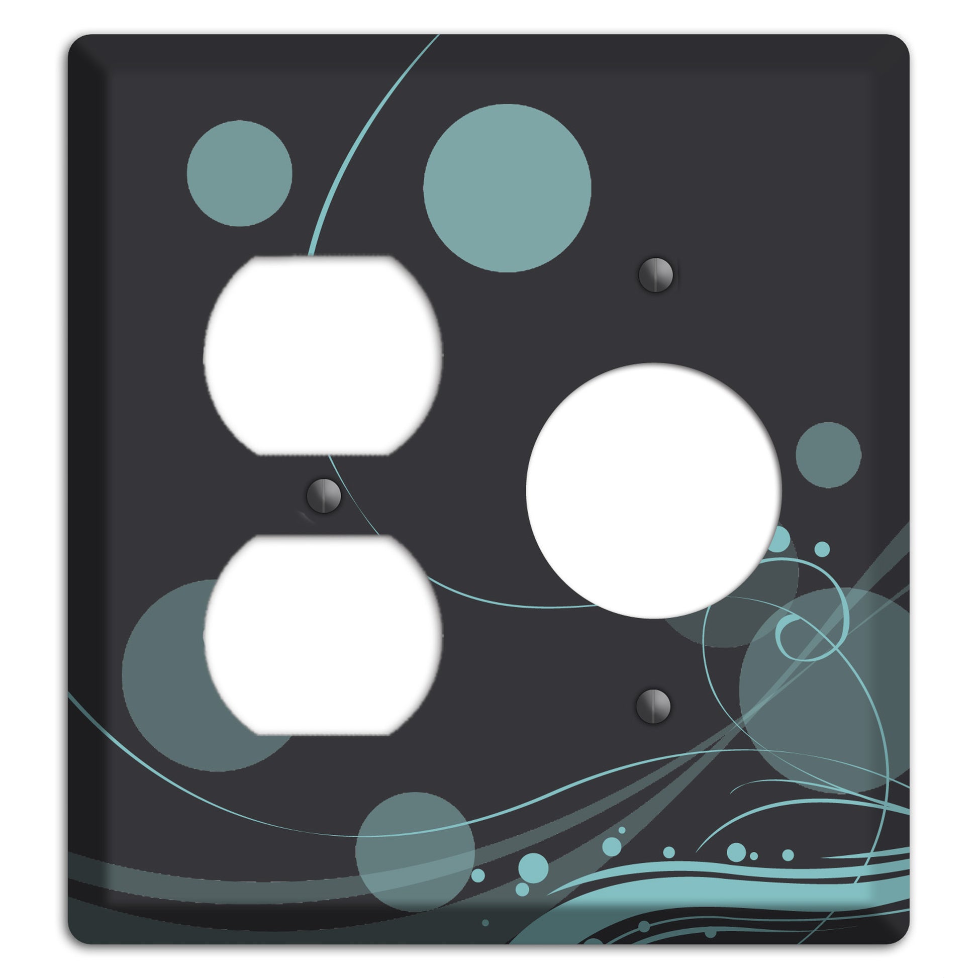 Dark Grey with Blue-grey Dots and Swirls Duplex / Receptacle Wallplate