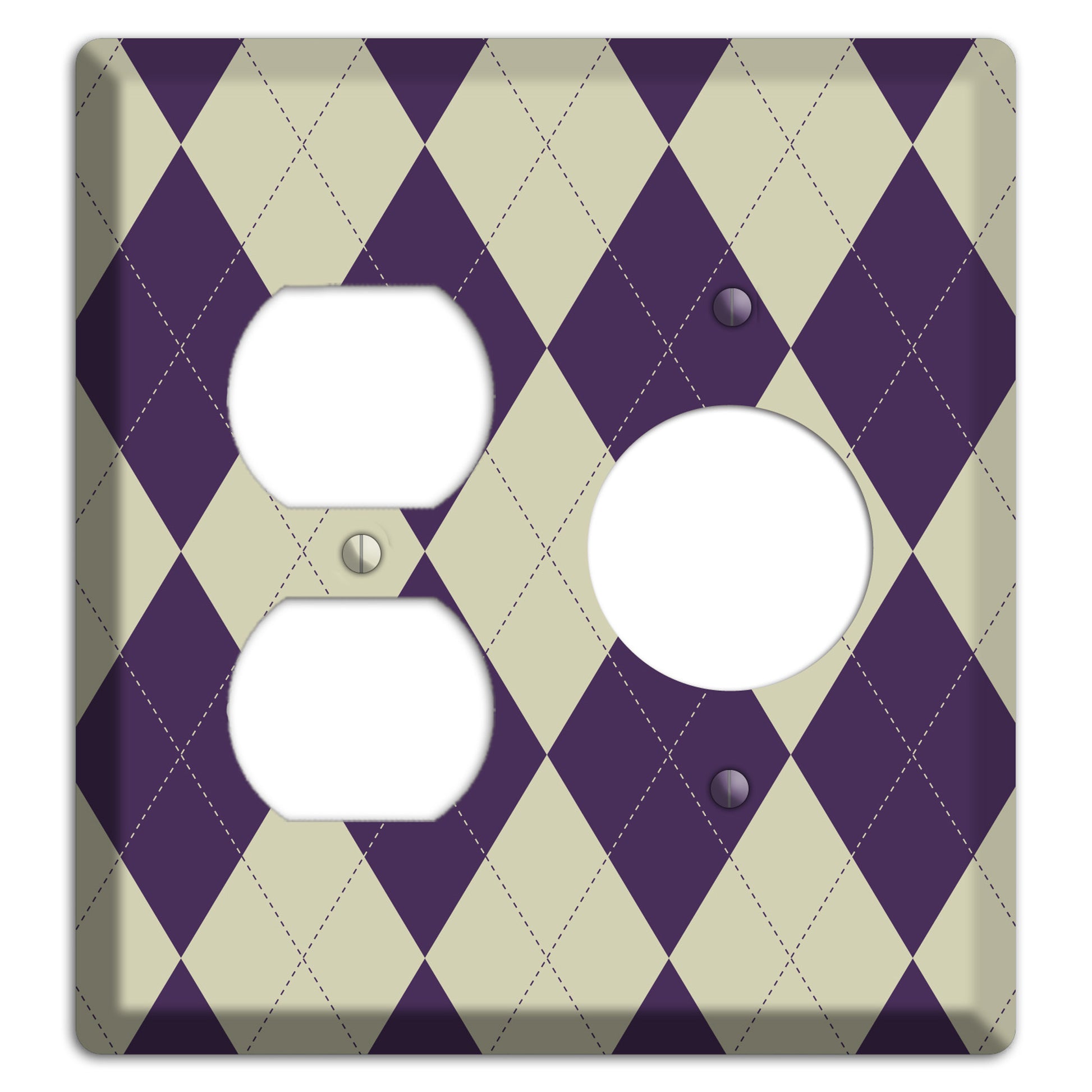 Purple and Tan Argyle Duplex / Receptacle Wallplate