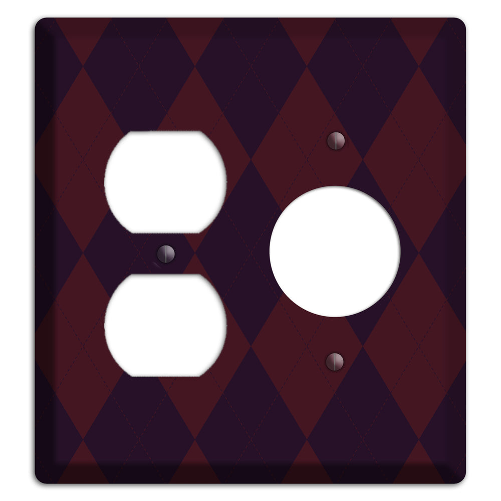 Burgundy Argyle Duplex / Receptacle Wallplate
