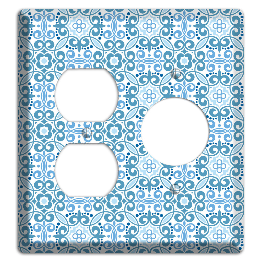 Multi Blue Foulard Duplex / Receptacle Wallplate