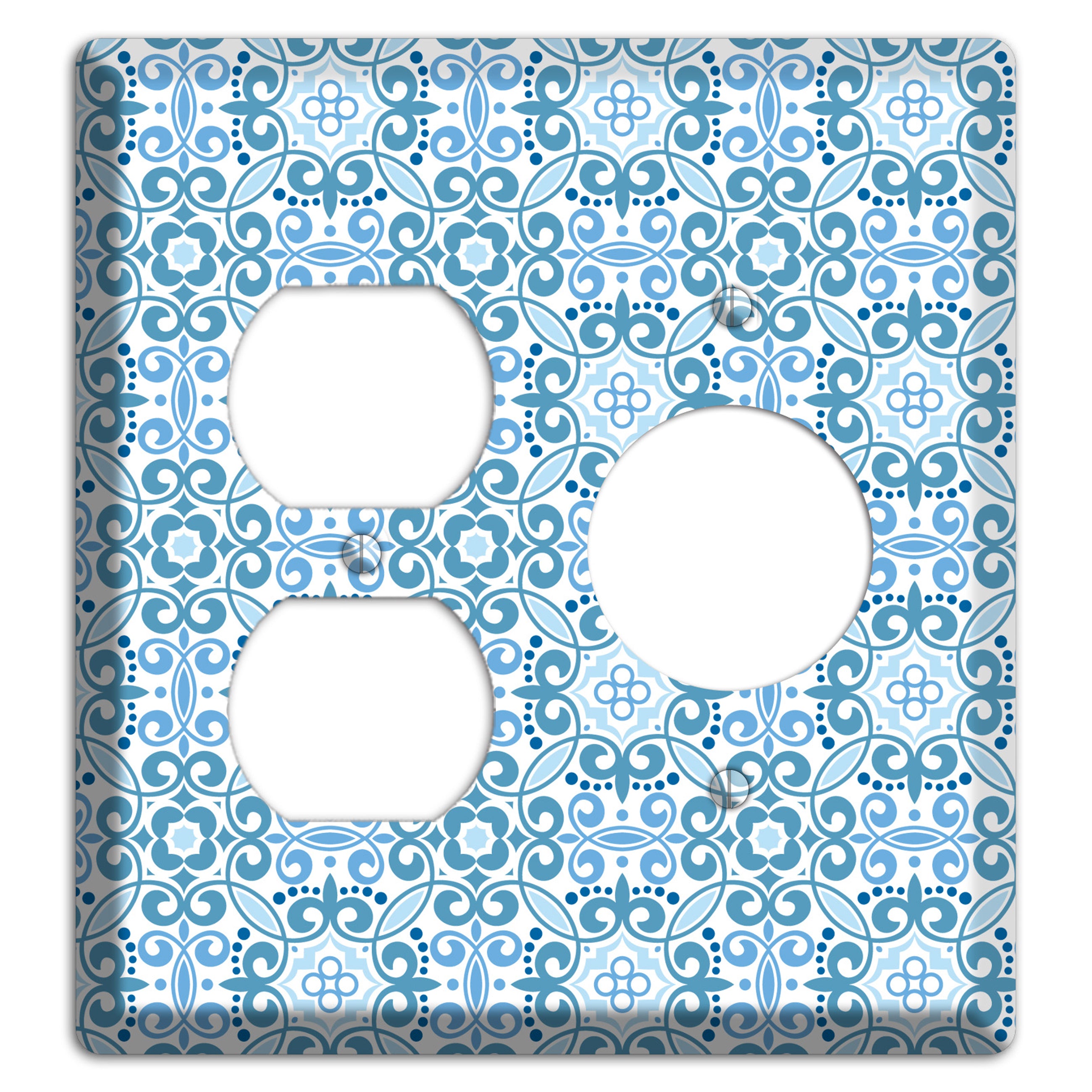 Multi Blue Foulard Duplex / Receptacle Wallplate