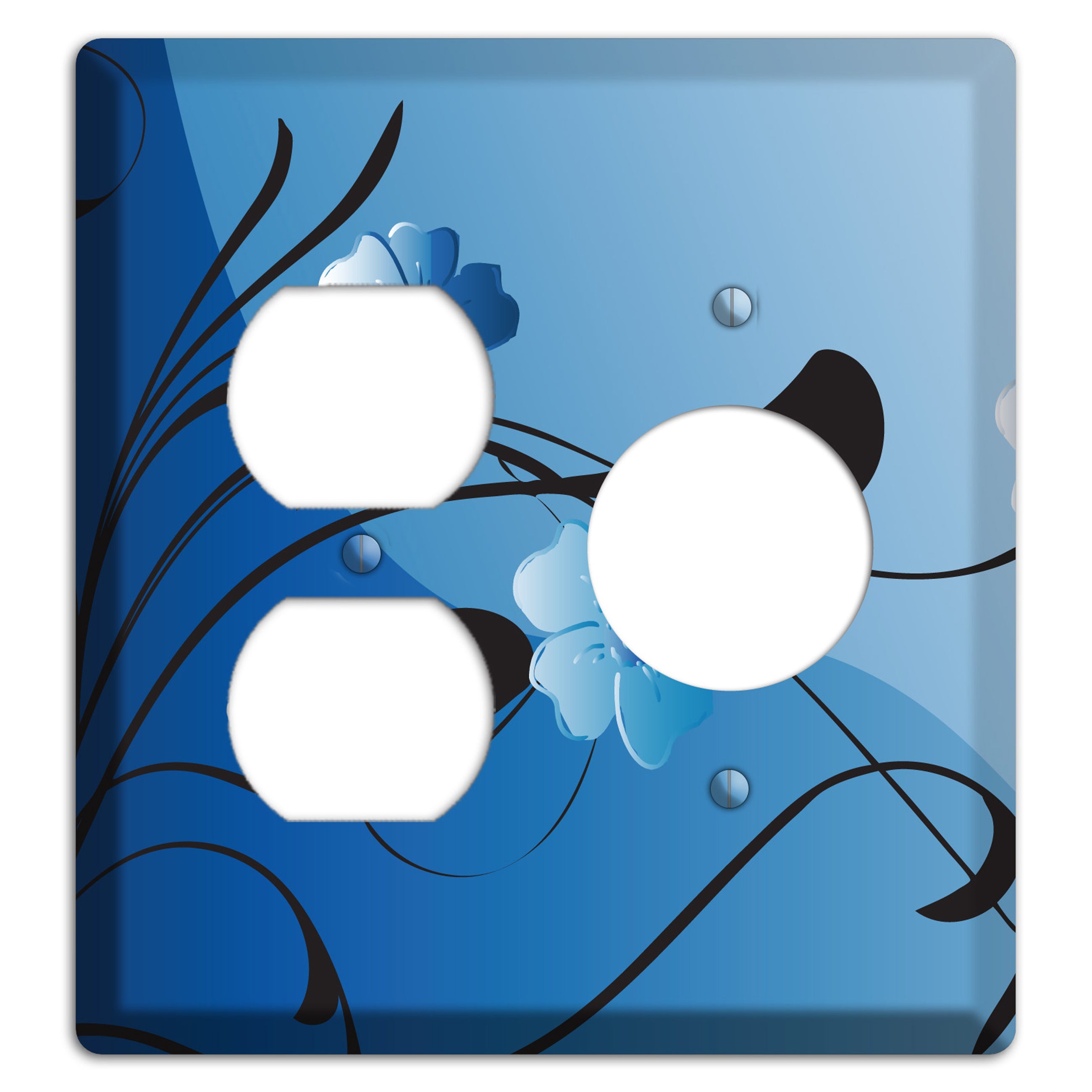 Blue Floral Sprig Duplex / Receptacle Wallplate