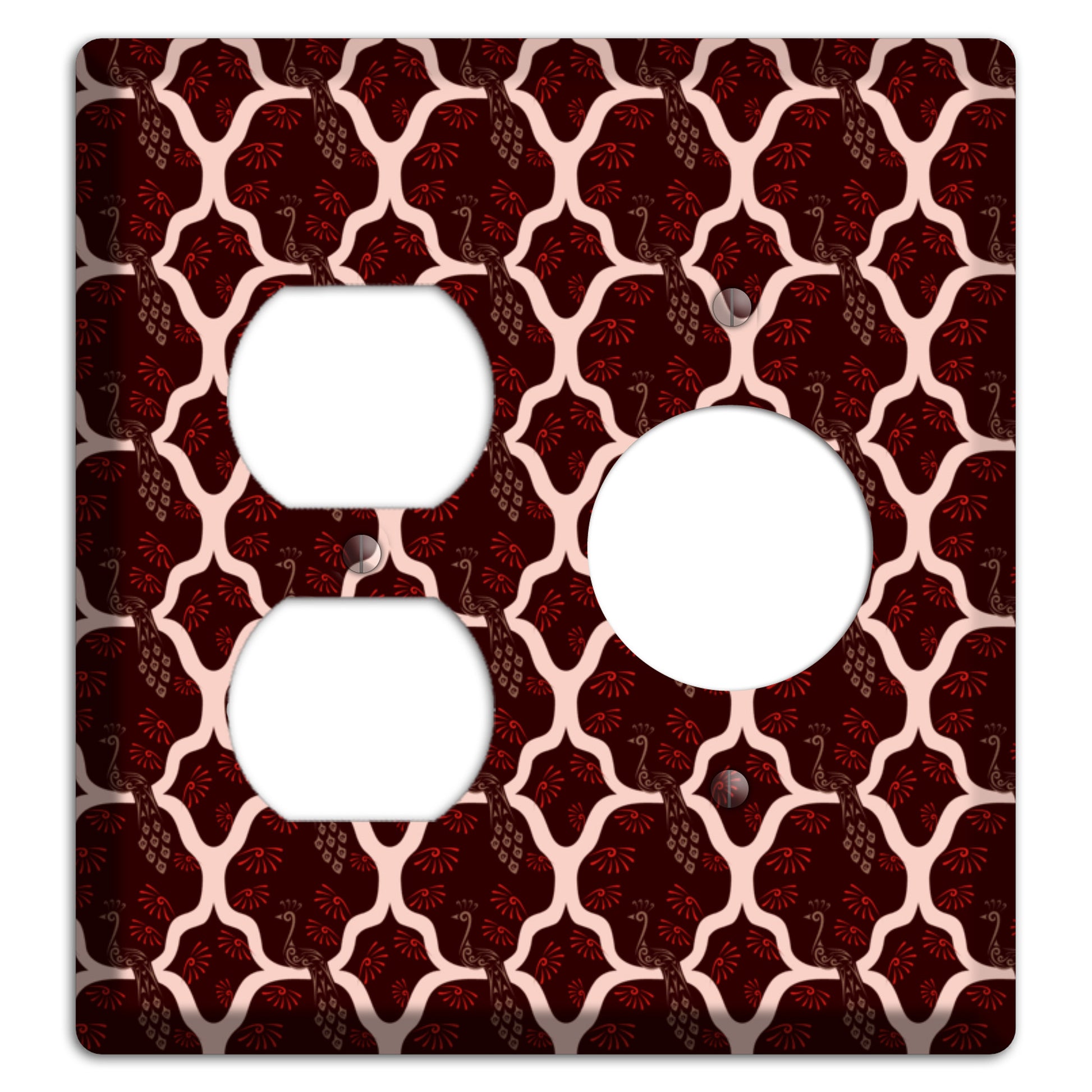 Dark Quatrefoil Peacock Duplex / Receptacle Wallplate