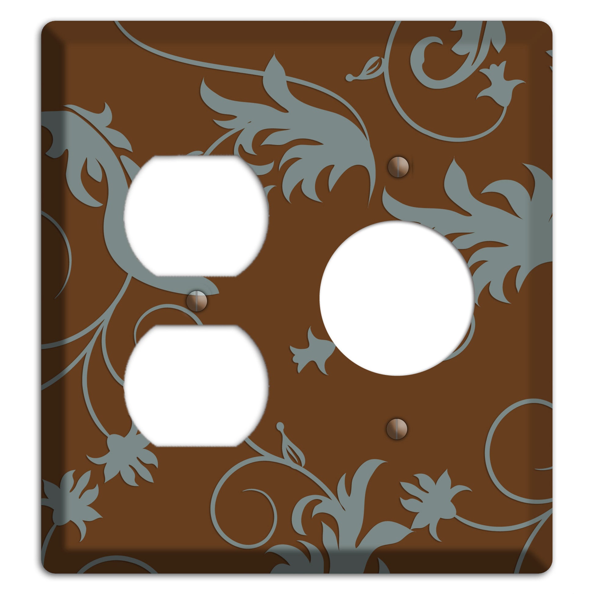 Brown and Grey Victorian Sprig Duplex / Receptacle Wallplate