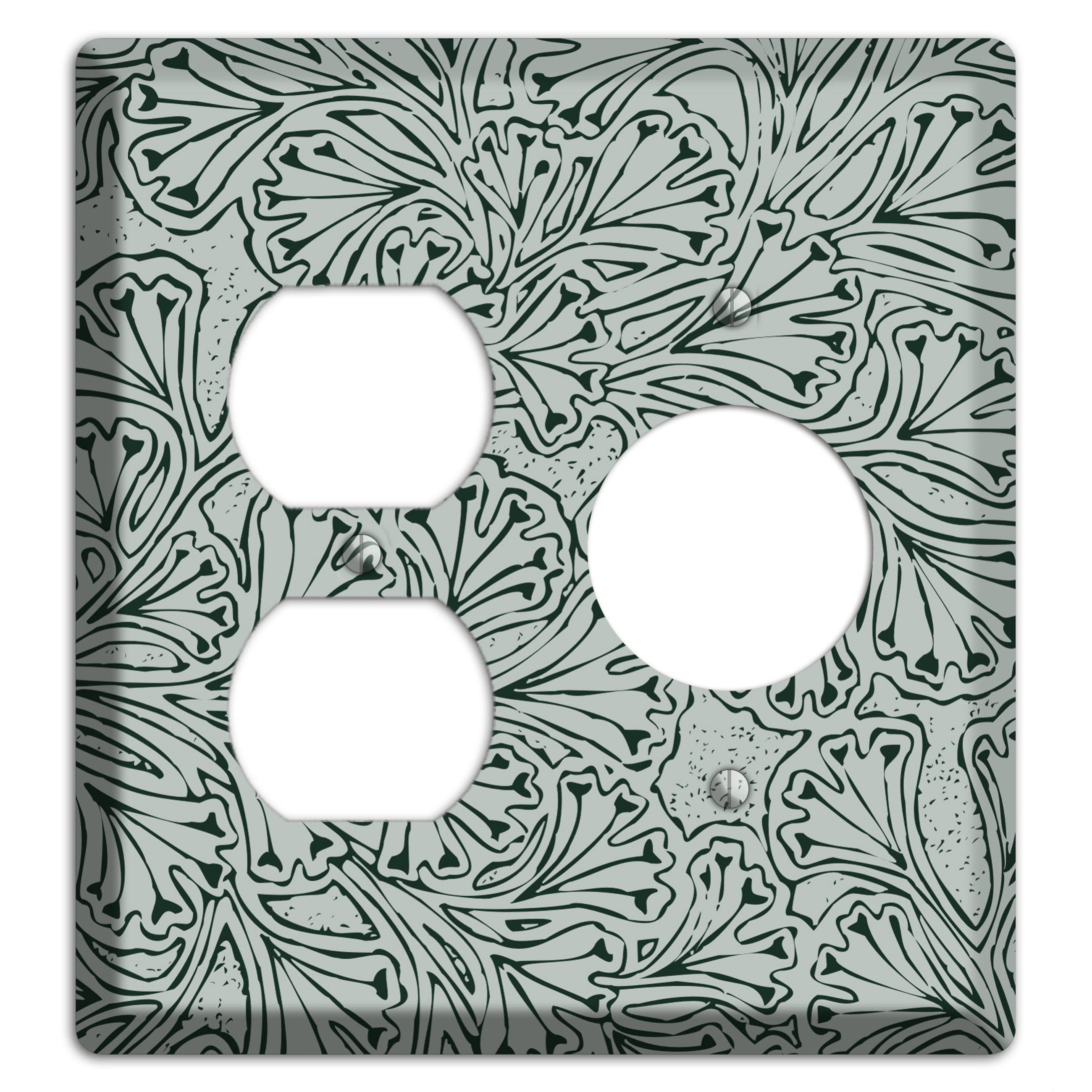 Deco Grey Interlocking Floral Duplex / Receptacle Wallplate