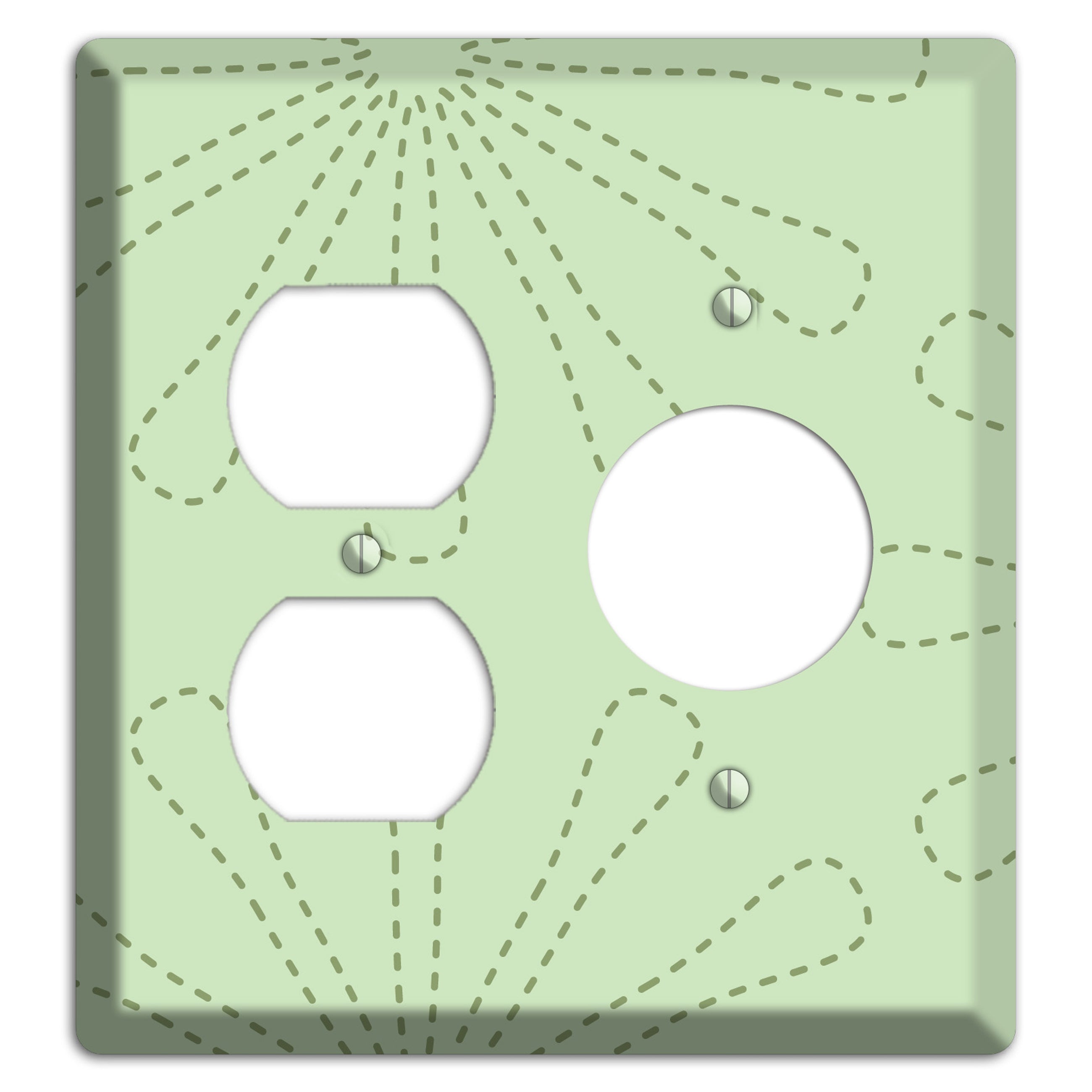 Sage Retro Stipple Floral Contour Duplex / Receptacle Wallplate