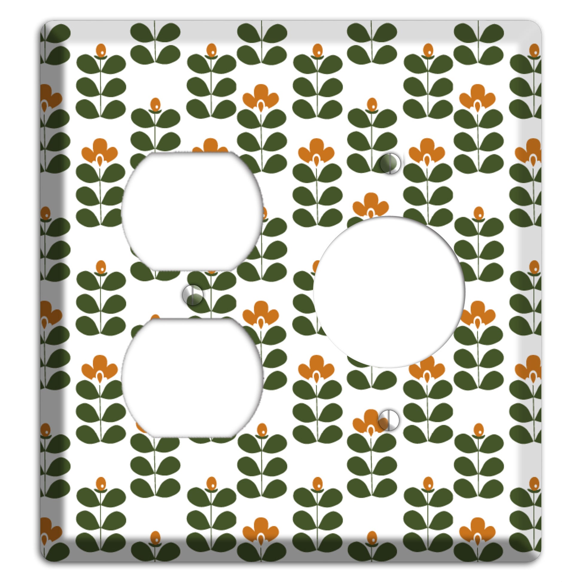 Umber Deco Floral Half Drop Duplex / Receptacle Wallplate