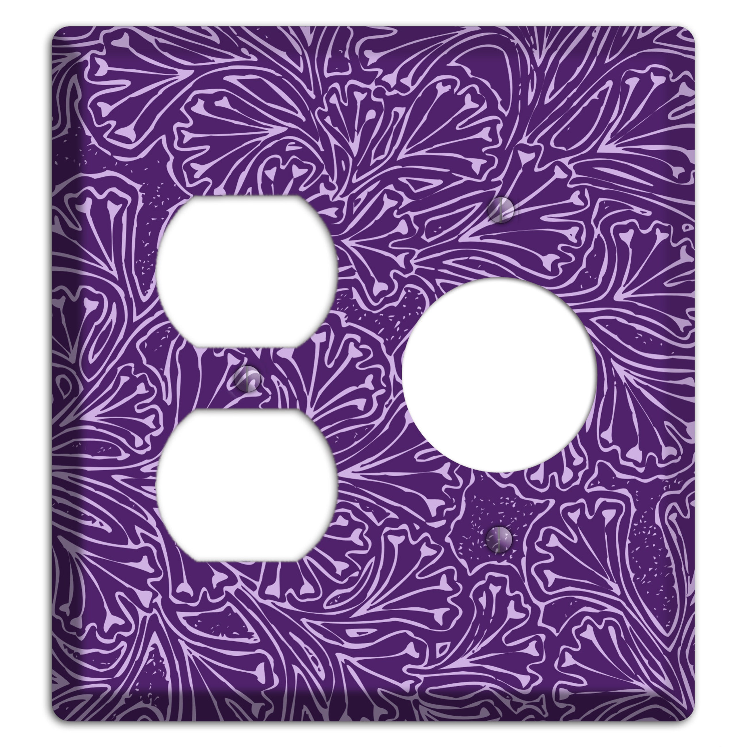 Deco Purple Interlocking Floral Duplex / Receptacle Wallplate