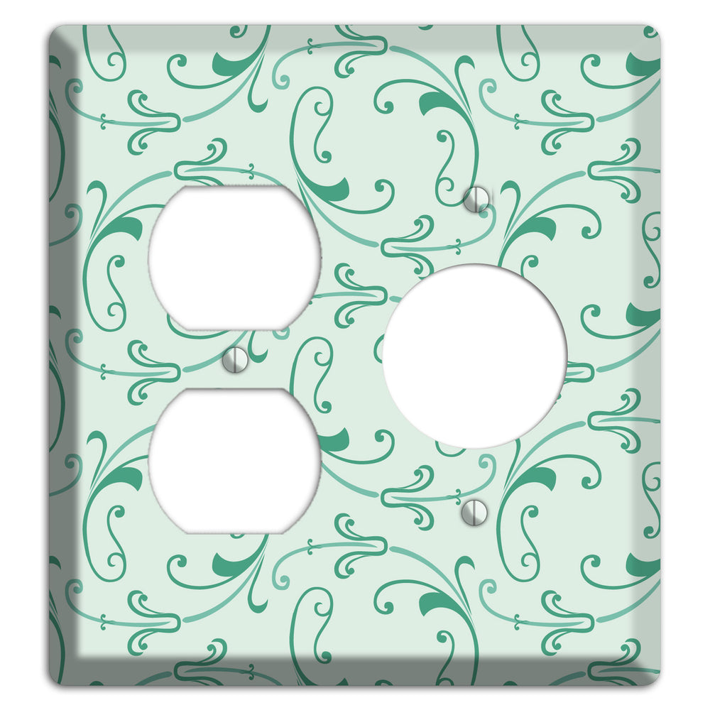 Aqua Victorian Sprig Duplex / Receptacle Wallplate