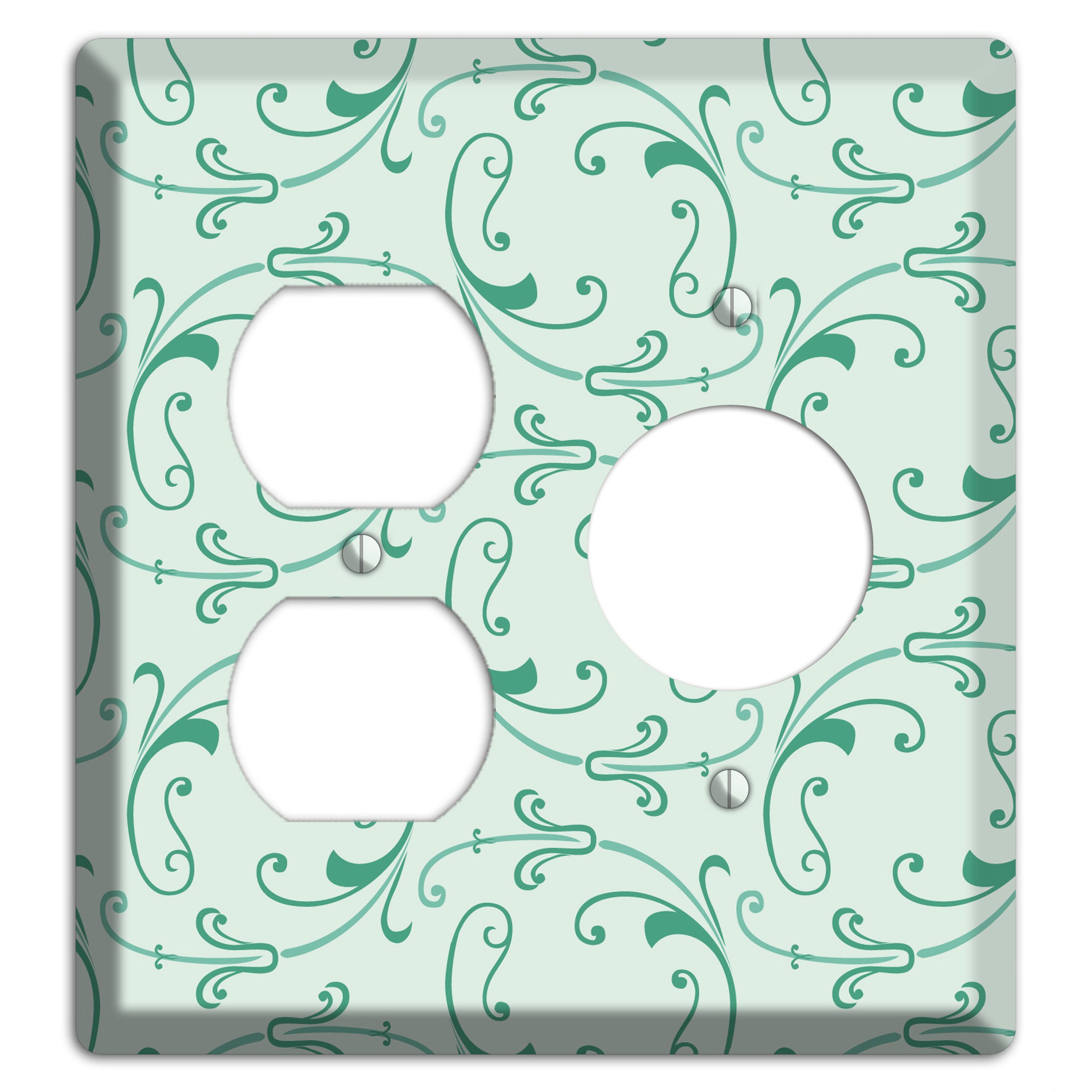 Aqua Victorian Sprig Duplex / Receptacle Wallplate