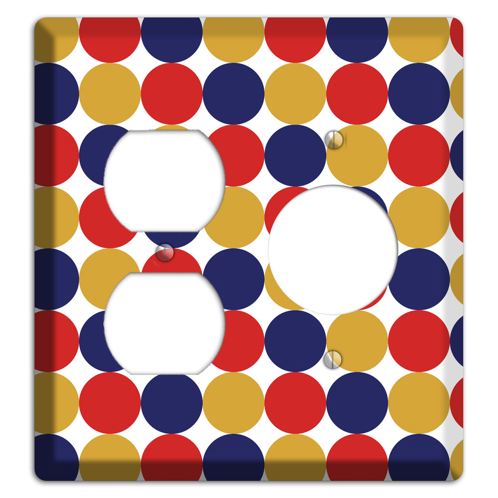 Mustard Red Purple Tiled Dots Duplex / Receptacle Wallplate