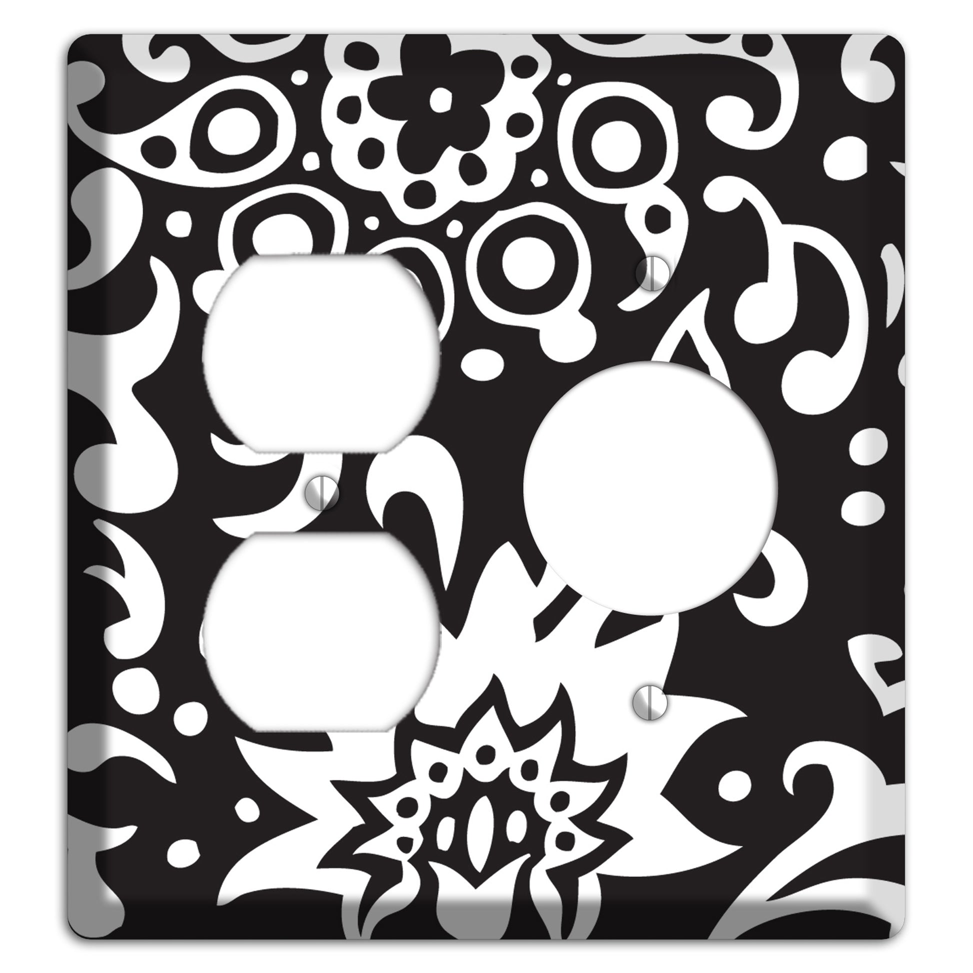 Black with White Boteh Duplex / Receptacle Wallplate