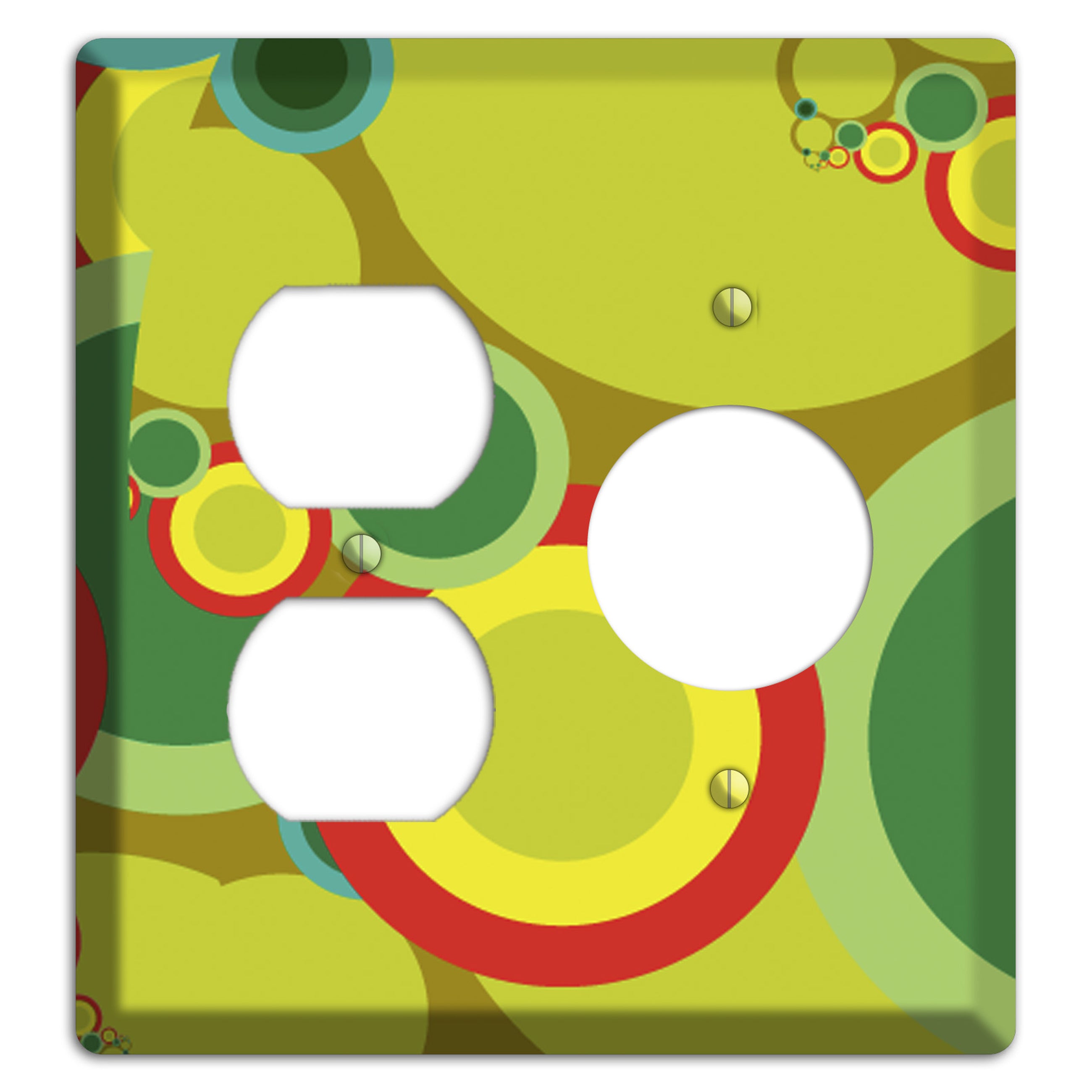 Green and Yellow Abstract Circles Duplex / Receptacle Wallplate
