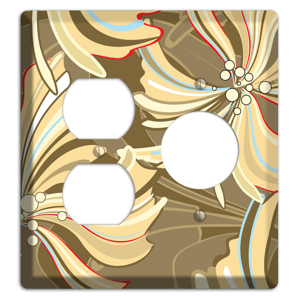 Brown Deco Blossoms Duplex / Receptacle Wallplate