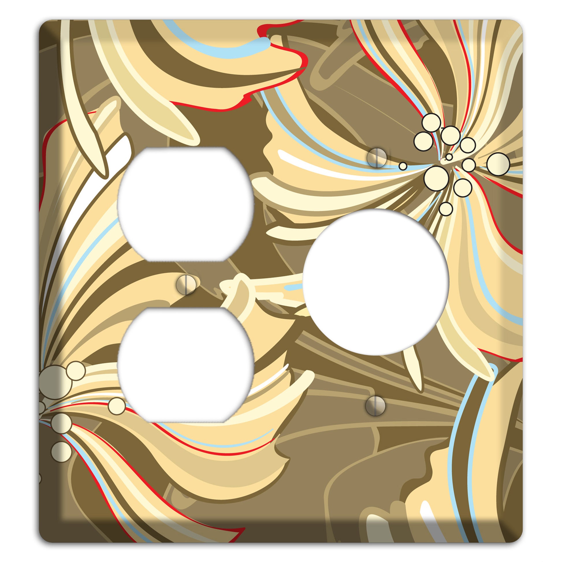 Brown Deco Blossoms Duplex / Receptacle Wallplate