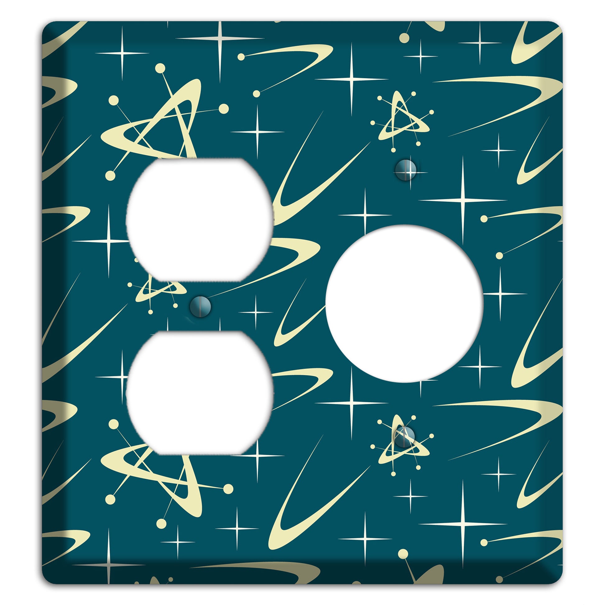 Teal and Yellow Atomic Duplex / Receptacle Wallplate