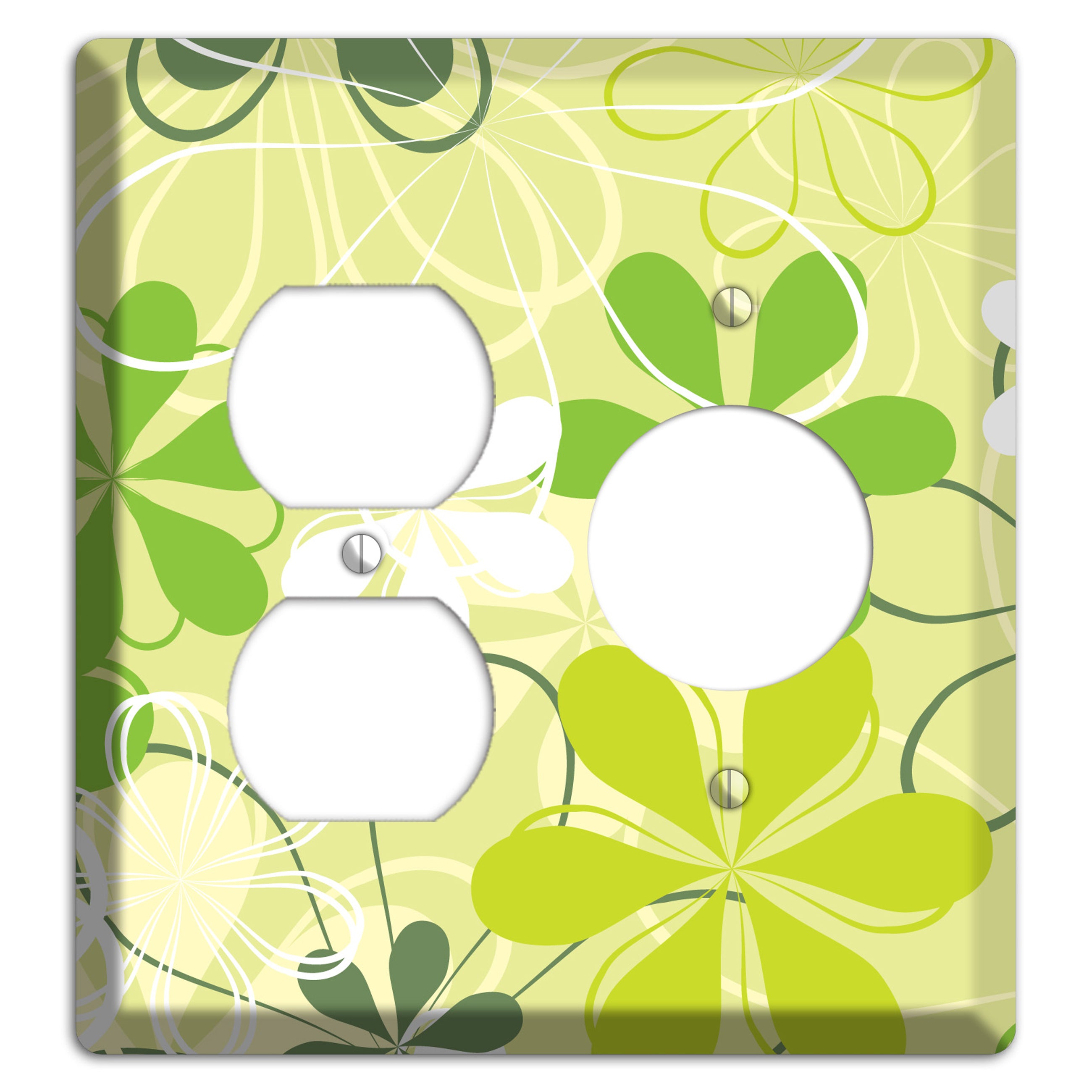 Green Retro Flowers Duplex / Receptacle Wallplate
