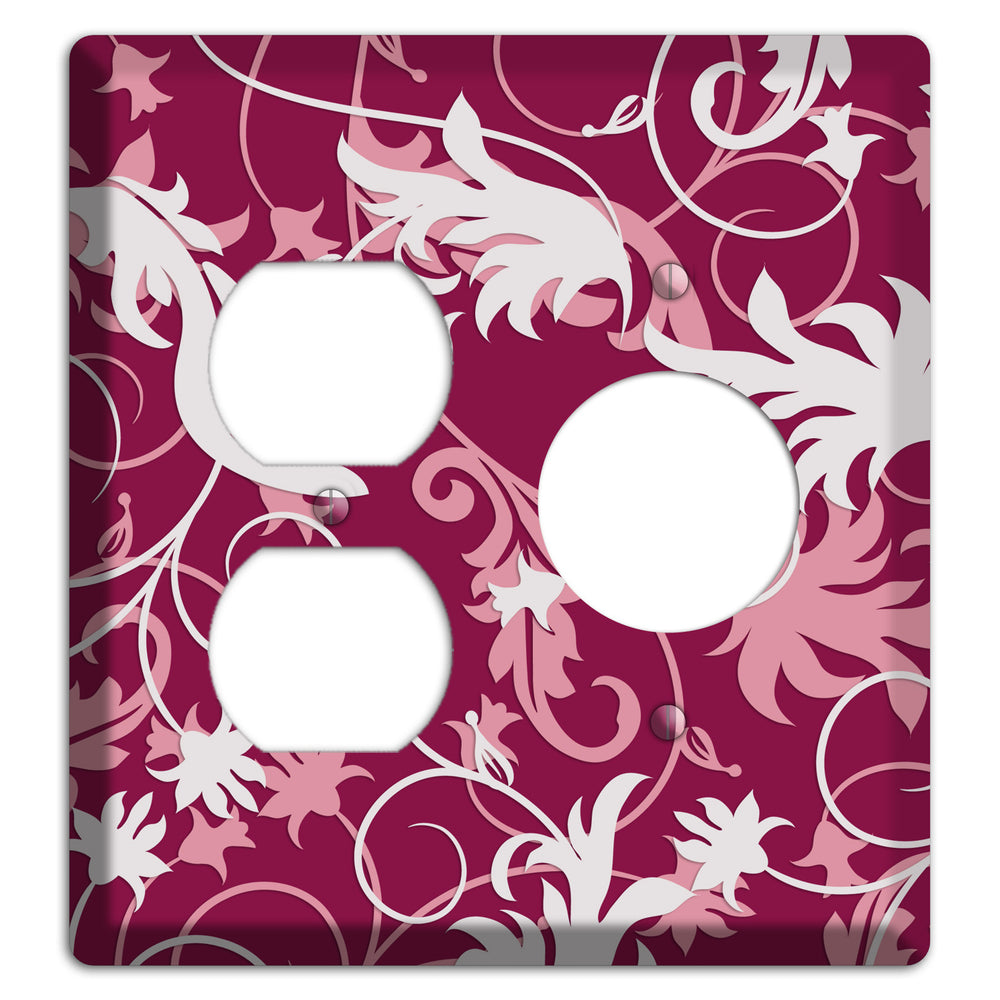 Fuschia and Pink Victorian Sprig Duplex / Receptacle Wallplate