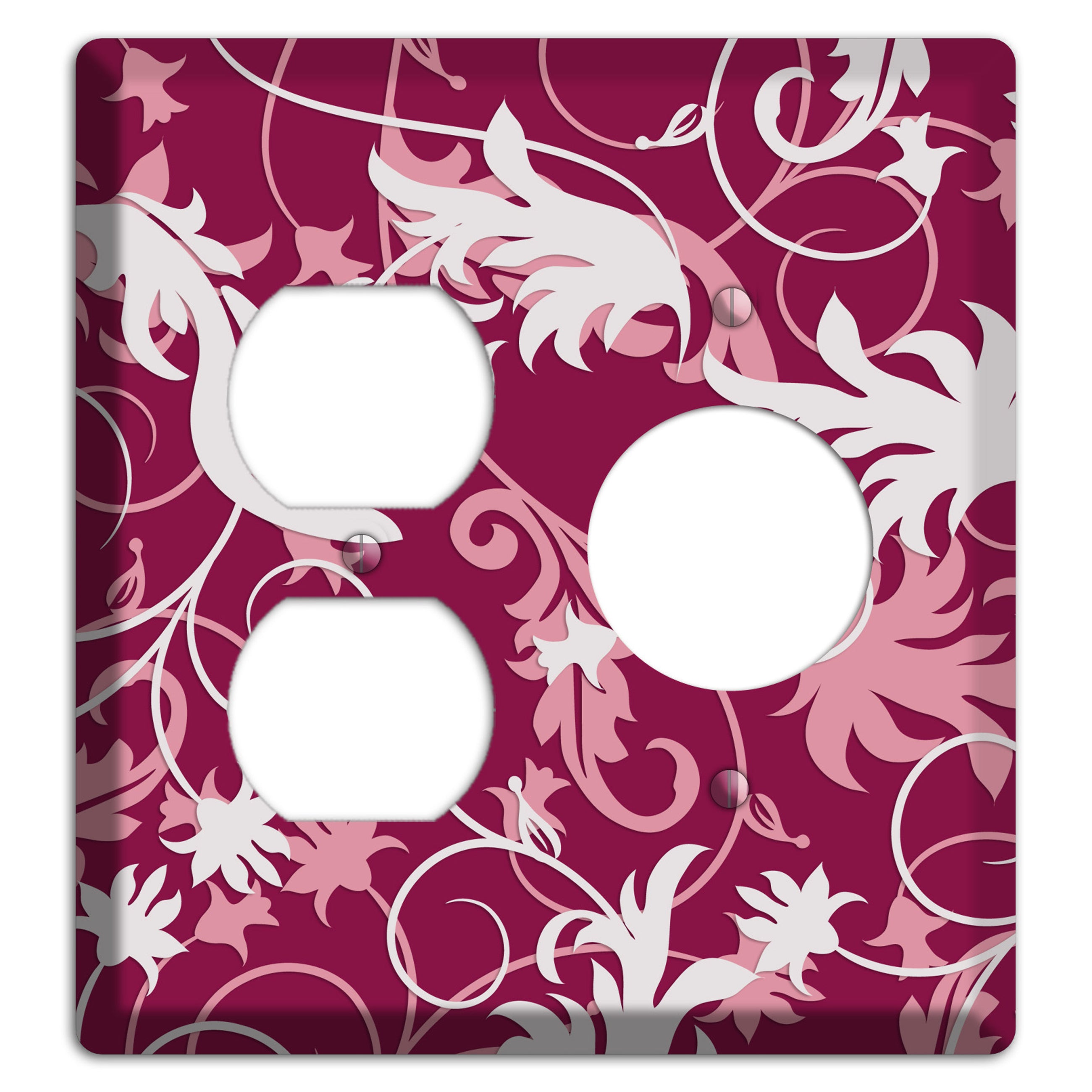 Fuschia and Pink Victorian Sprig Duplex / Receptacle Wallplate
