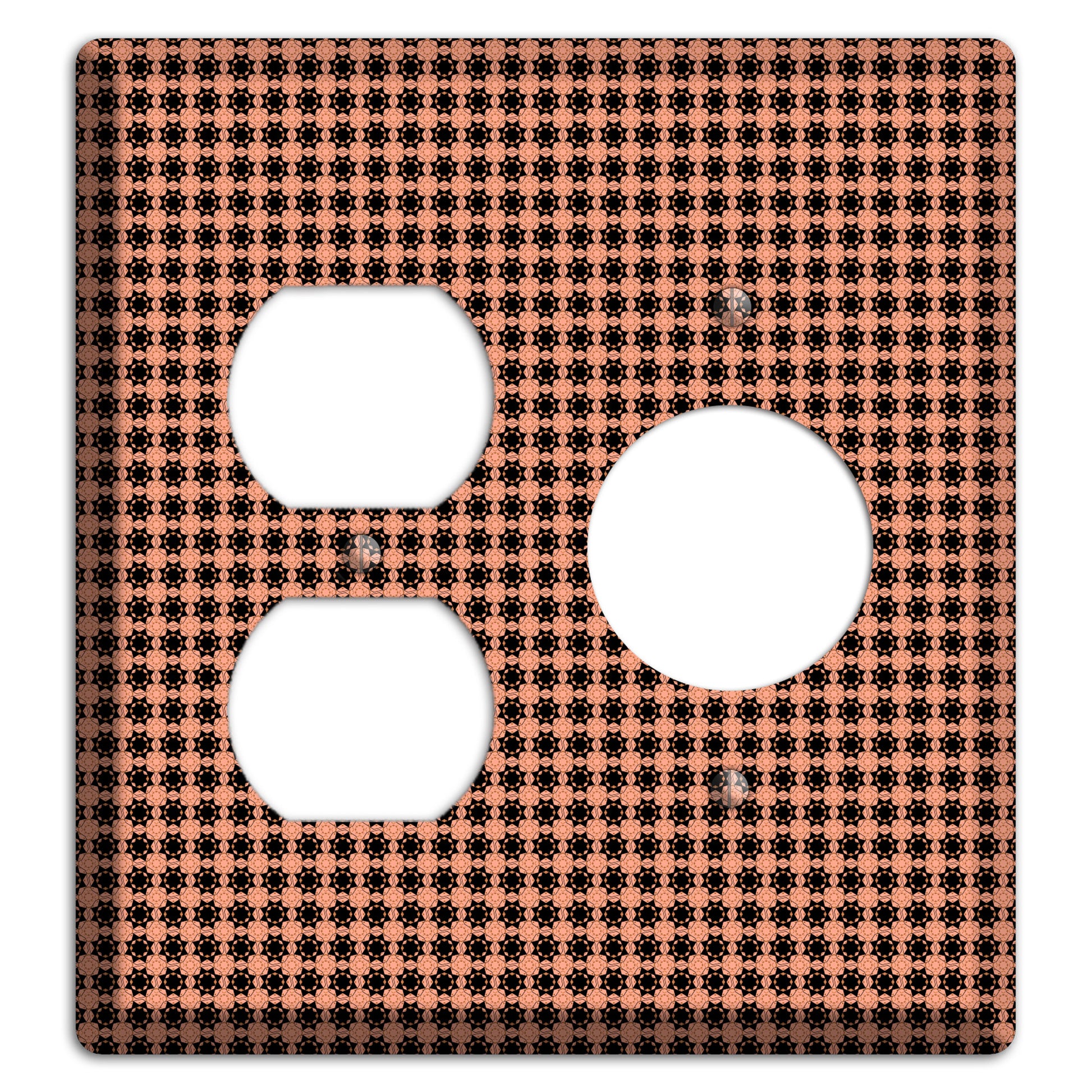 Coral and Black Arabesque Duplex / Receptacle Wallplate