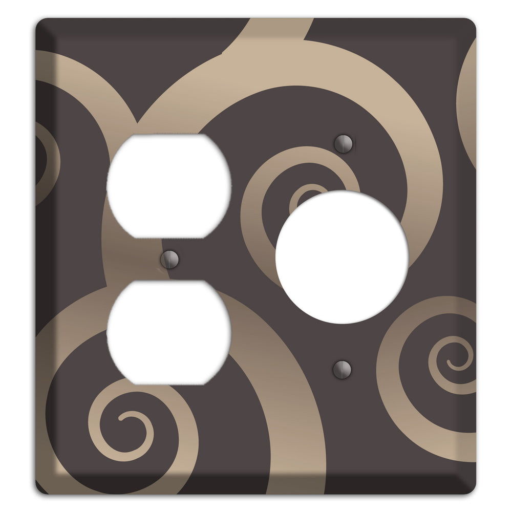 Brown with Beige Large Swirl Duplex / Receptacle Wallplate
