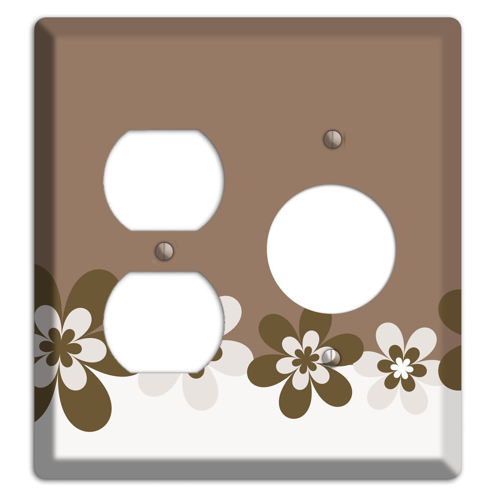 Brown Hippie Flowers Duplex / Receptacle Wallplate