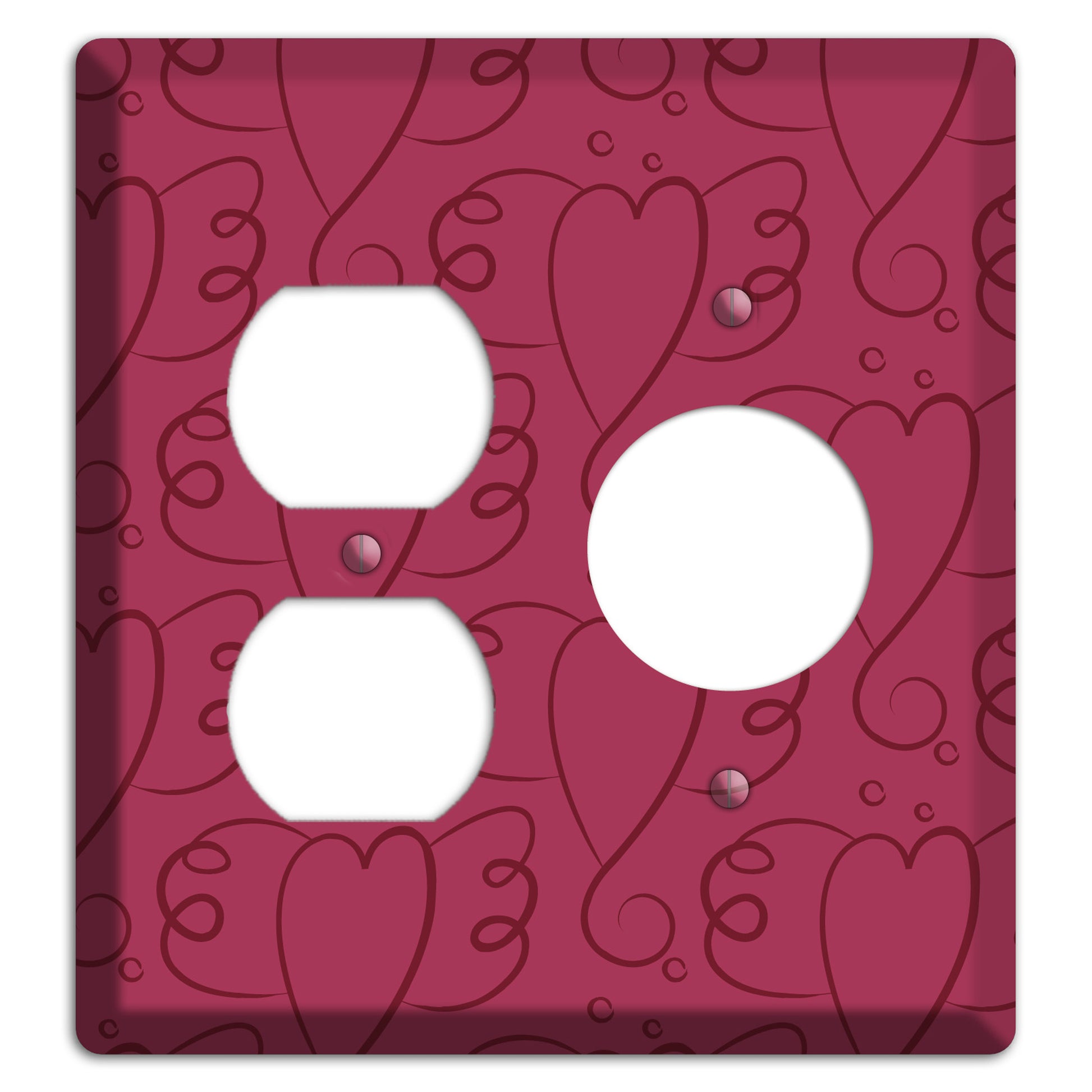 Fuschia Winged Hearts Duplex / Receptacle Wallplate