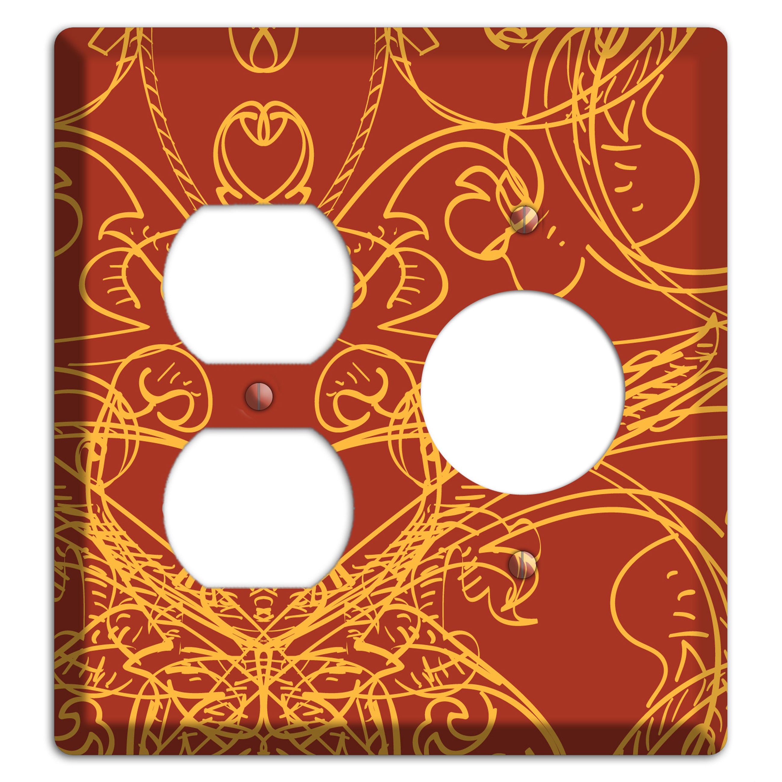 Red Deco Sketch Duplex / Receptacle Wallplate
