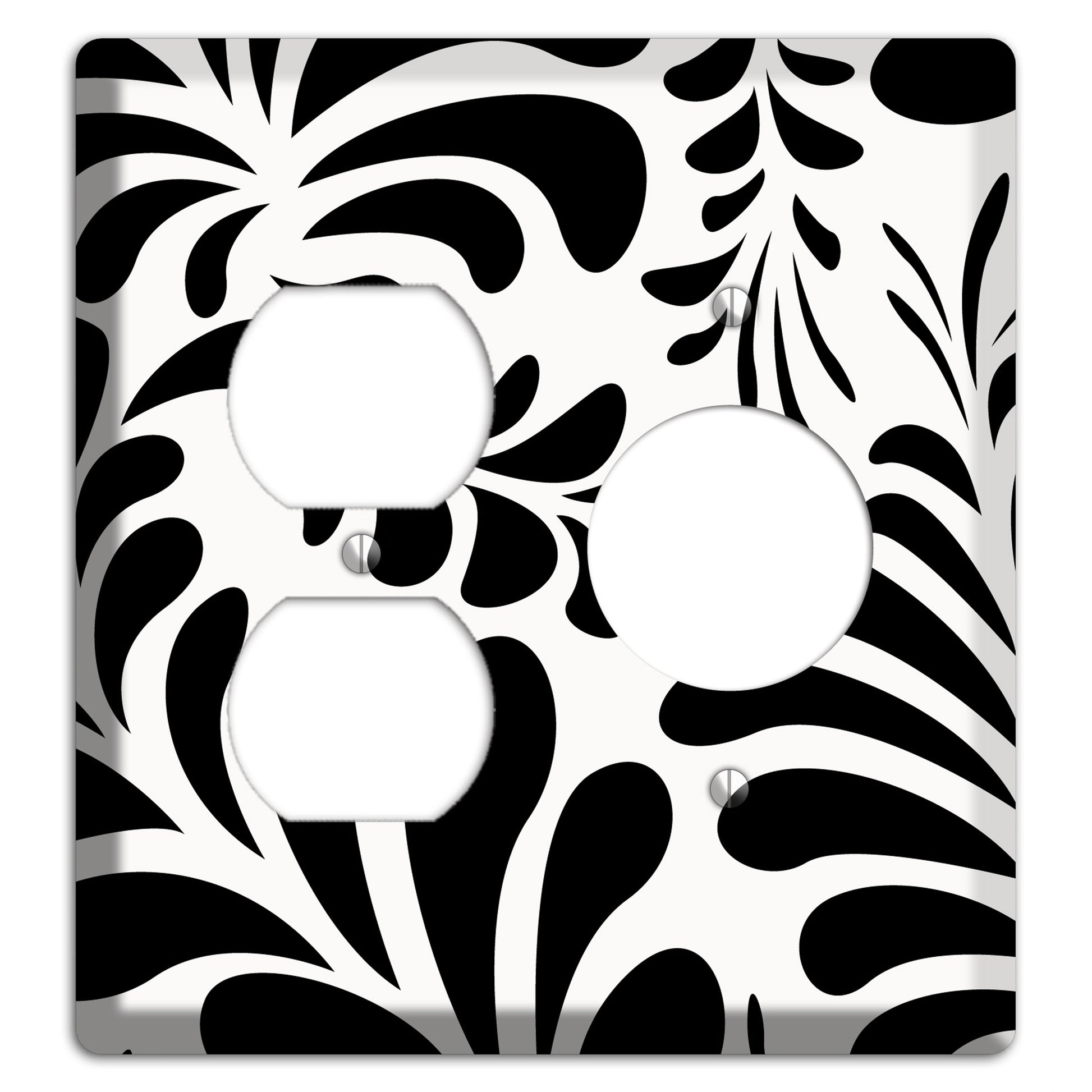 White with Black Herati Duplex / Receptacle Wallplate