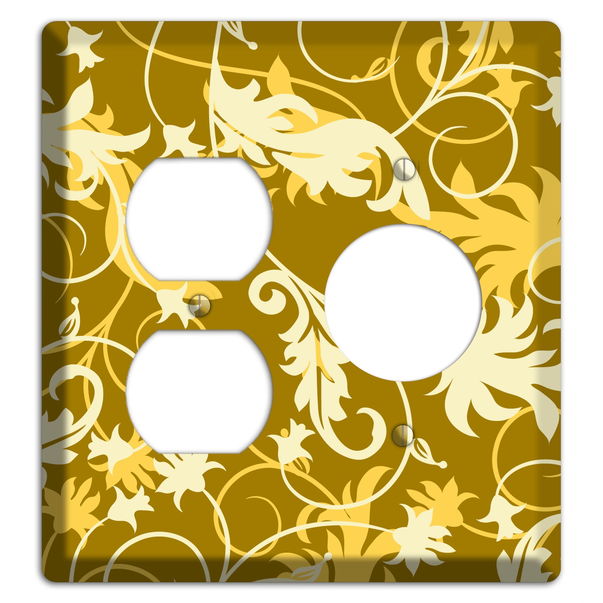 Brown and Tan Victorian Sprig Duplex / Receptacle Wallplate