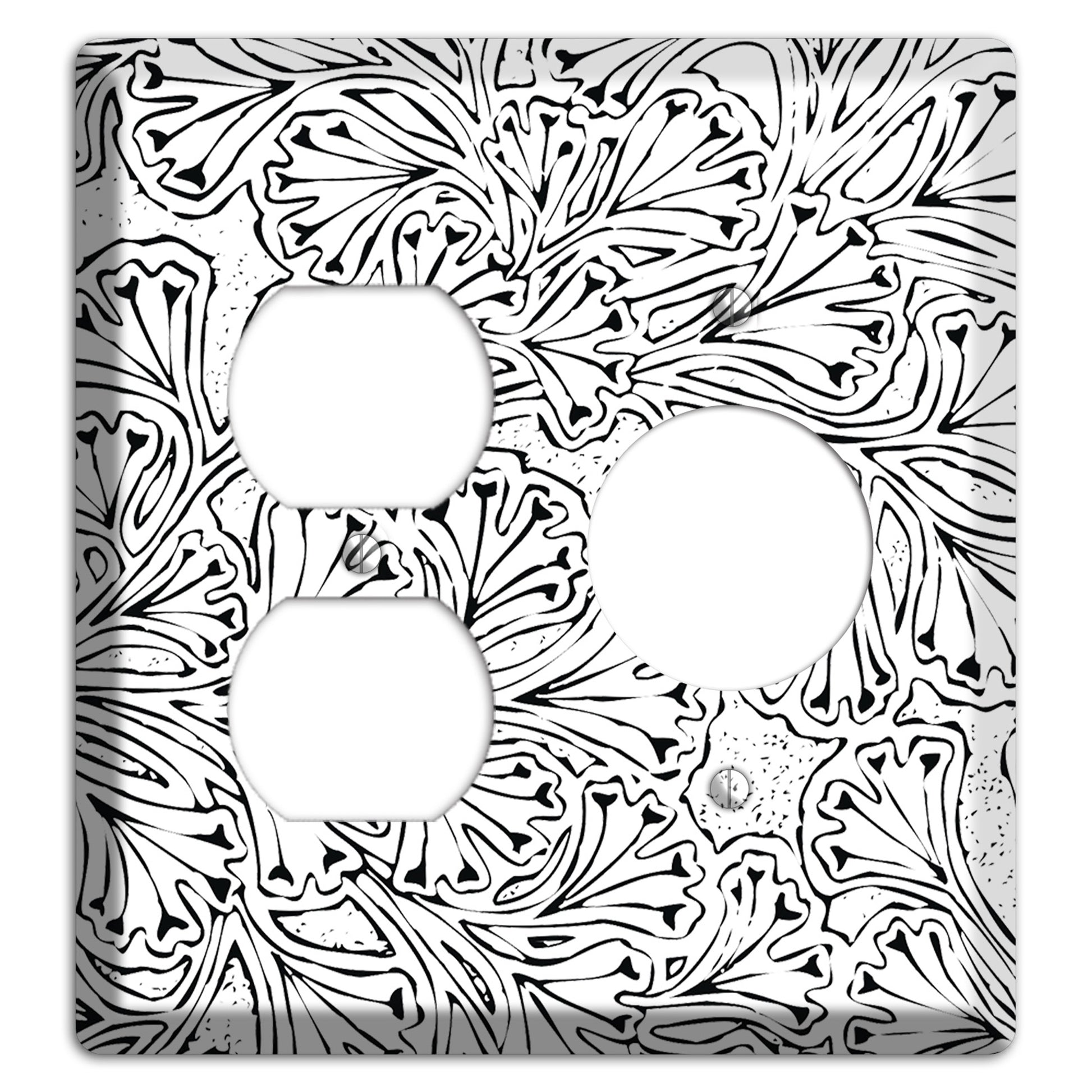 Deco White with Black Interlocking Floral Duplex / Receptacle Wallplate