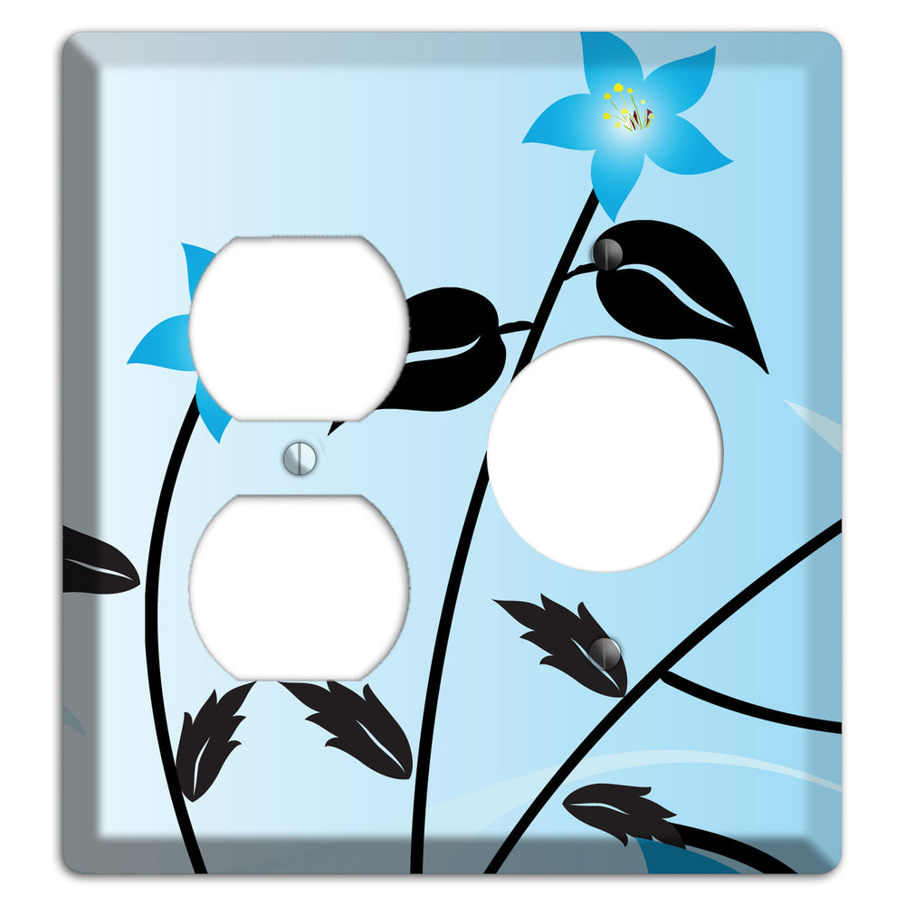 Blue Double Sprig Duplex / Receptacle Wallplate