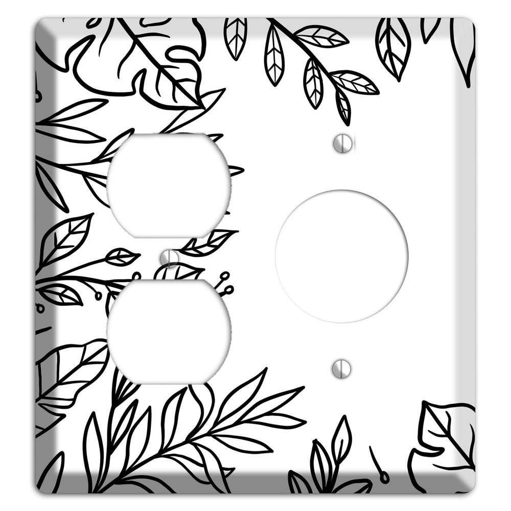 Hand-Drawn Leaves 6 Duplex / Receptacle Wallplate