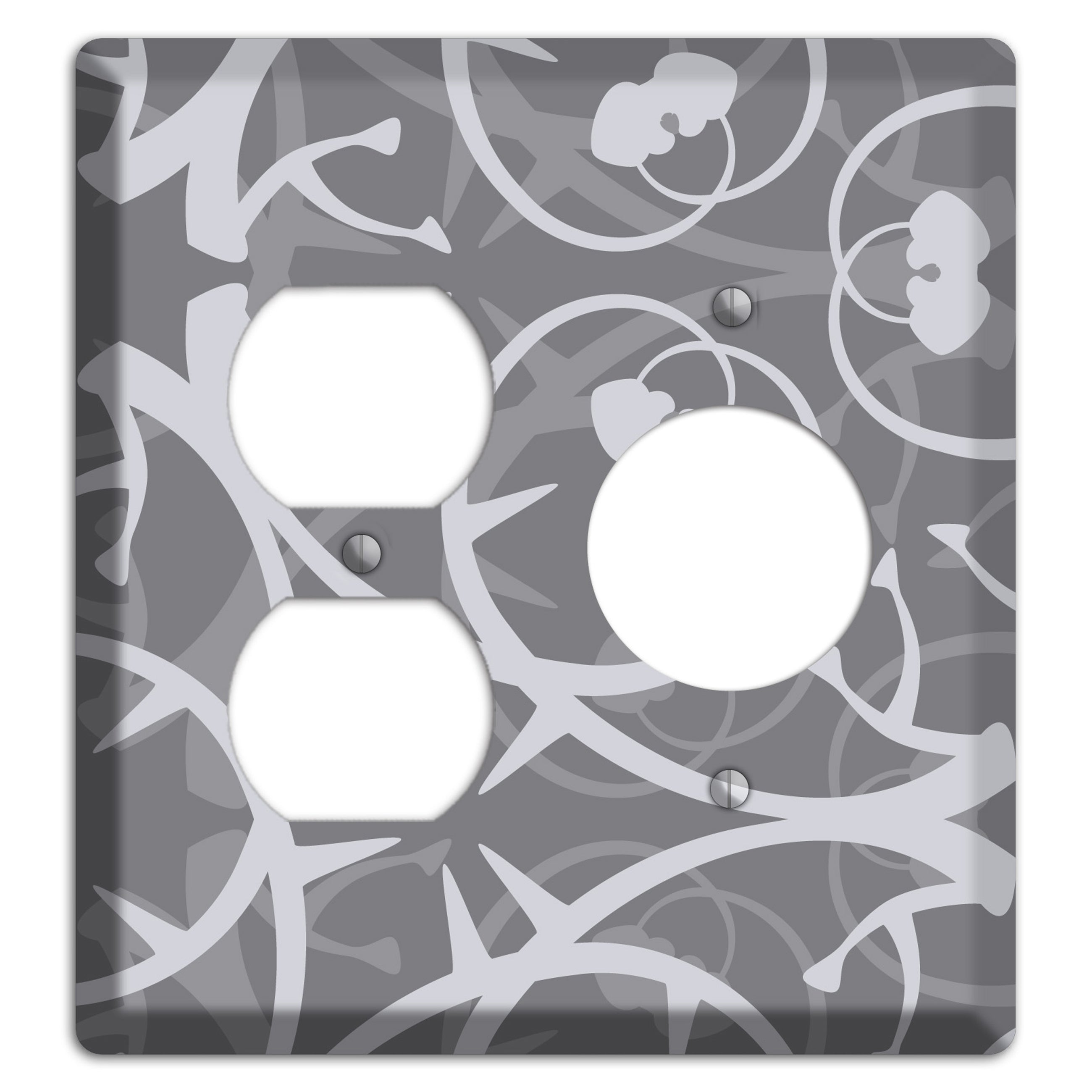 Grey Abstract Swirl Duplex / Receptacle Wallplate