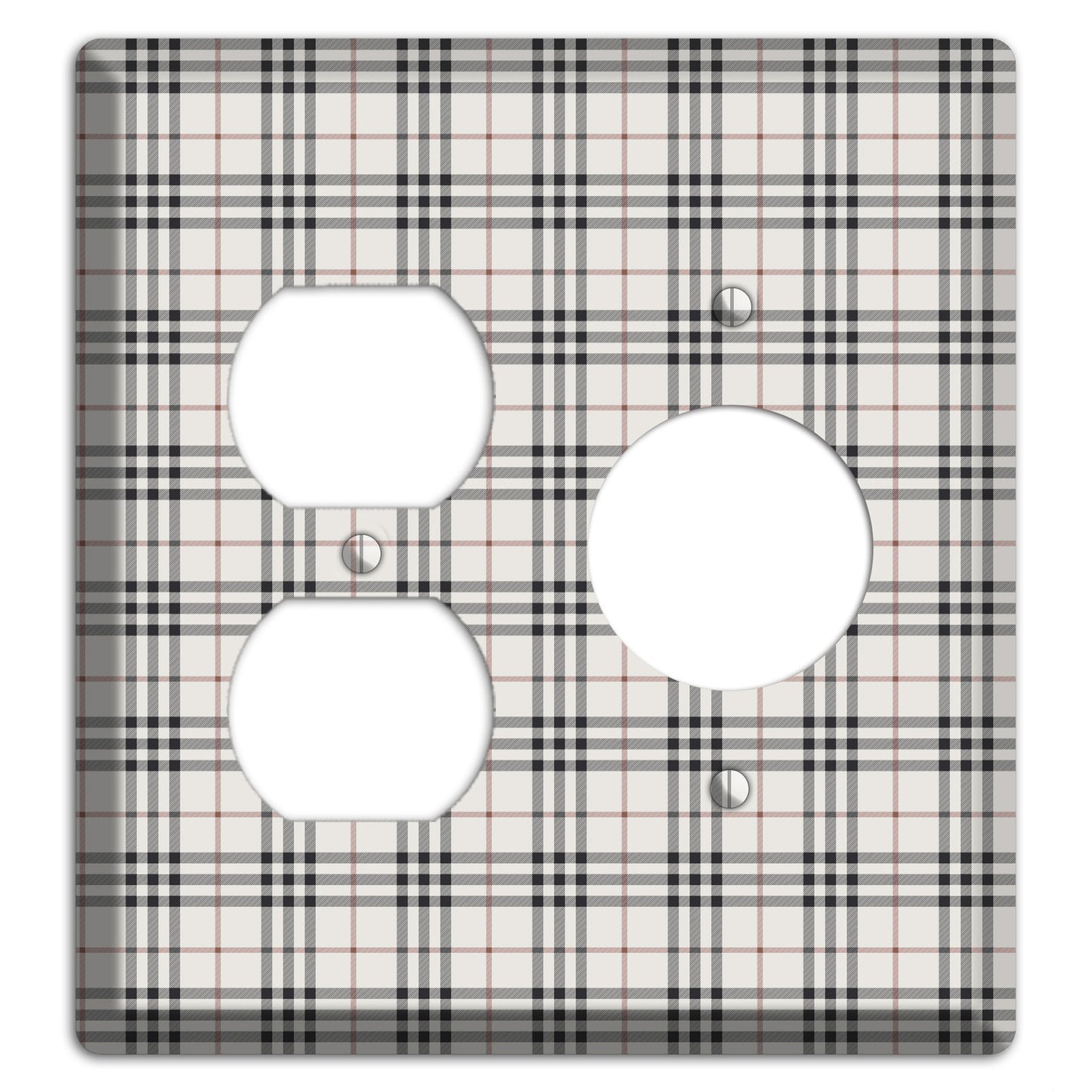 White and Black Plaid Duplex / Receptacle Wallplate
