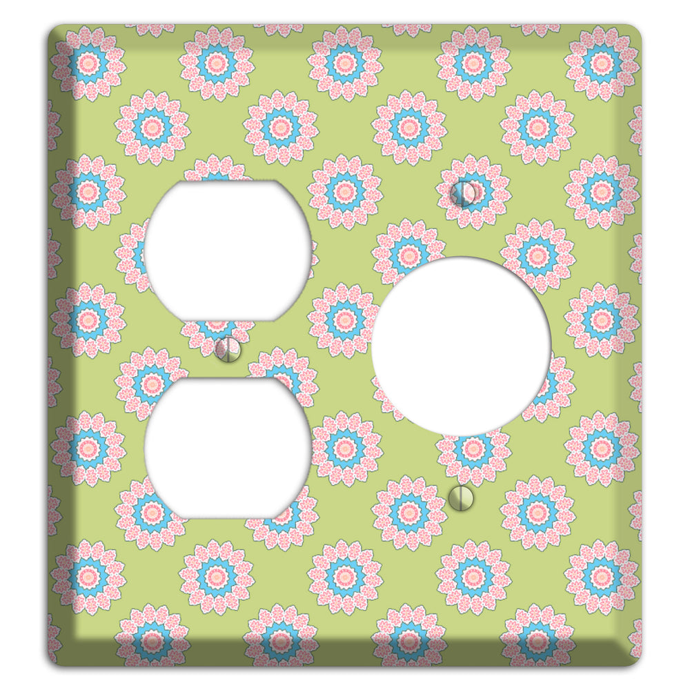 Lime with Suzani Dots Duplex / Receptacle Wallplate