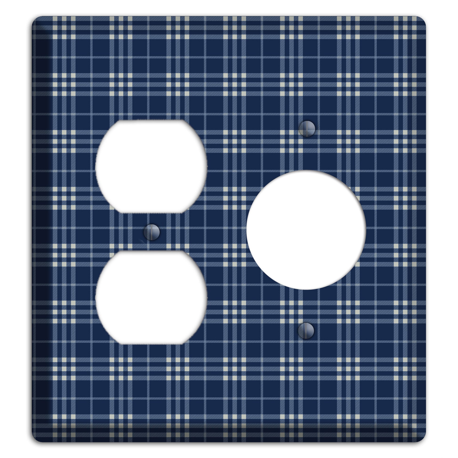 Blue and White Plaid Duplex / Receptacle Wallplate