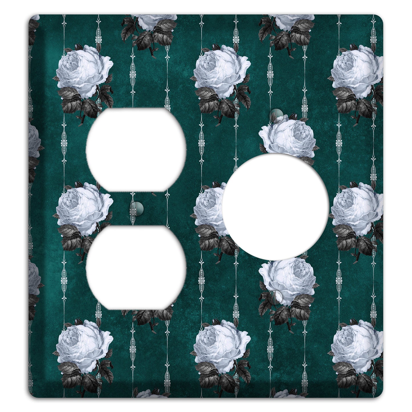 Dramatic Floral Teal Duplex / Receptacle Wallplate