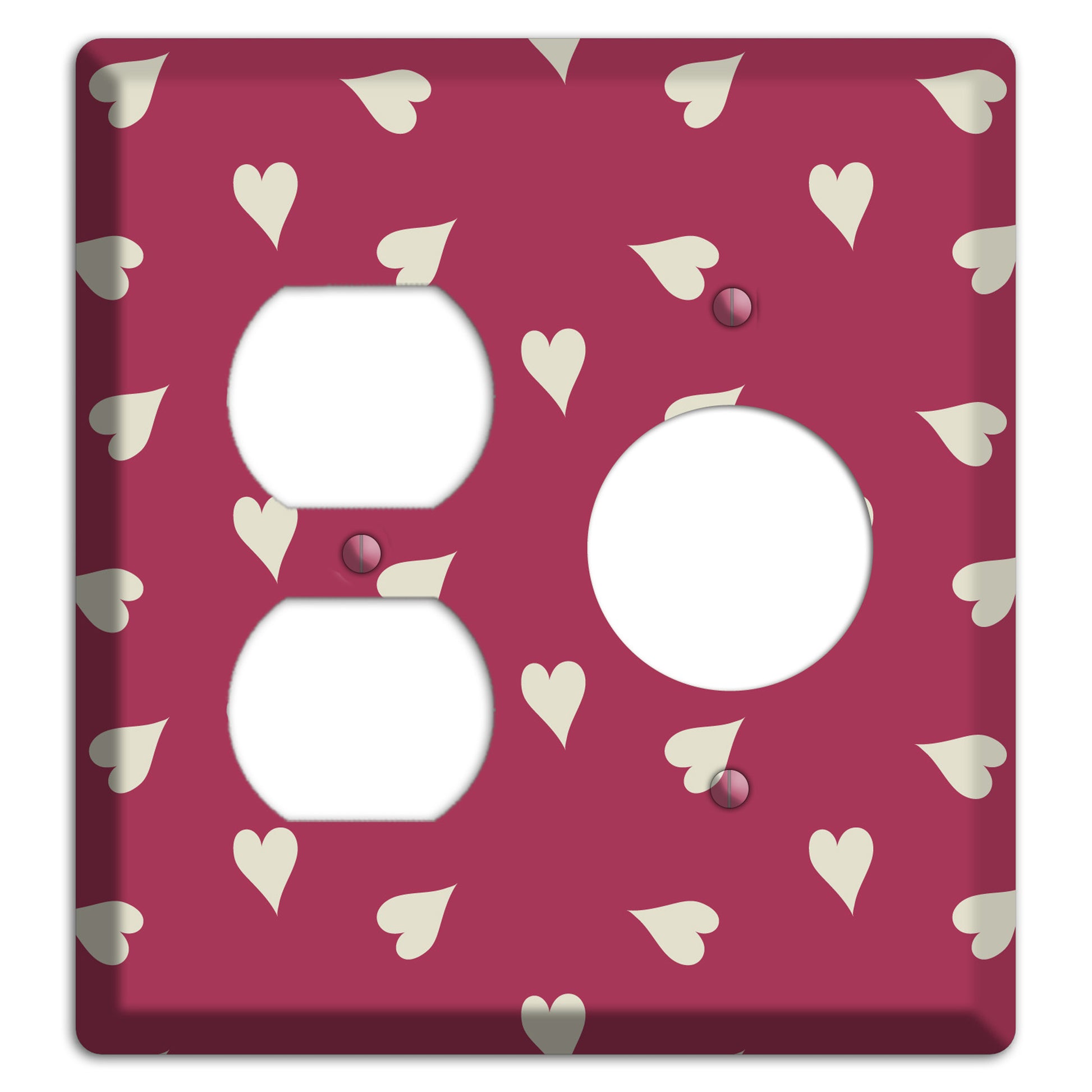 Fuschia with White Hearts Duplex / Receptacle Wallplate