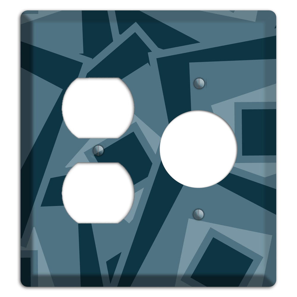 Blue-grey Retro Cubist Duplex / Receptacle Wallplate