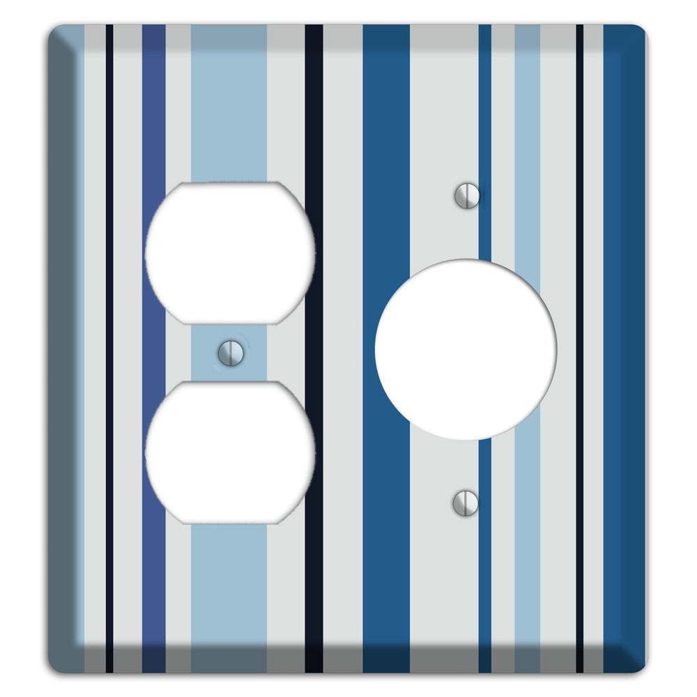 Multi White and Blue Vertical Stripe Duplex / Receptacle Wallplate