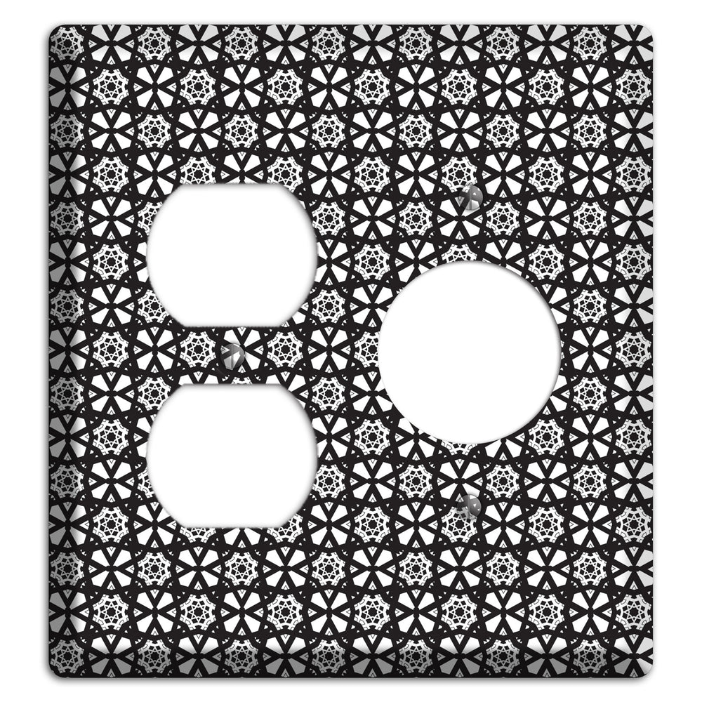 White with Black Arabesque Duplex / Receptacle Wallplate