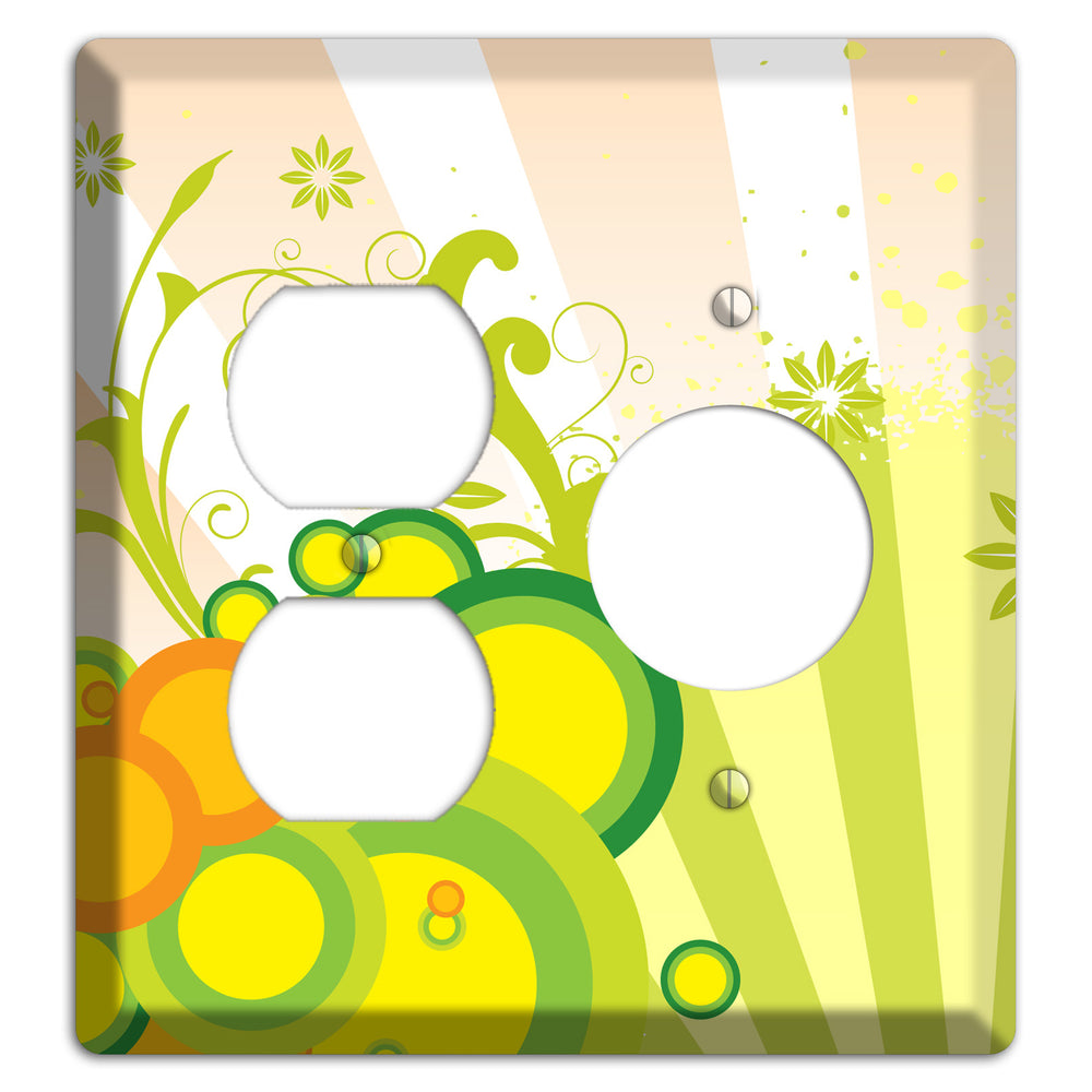 Green Yellow Orange Retro Sprig Duplex / Receptacle Wallplate
