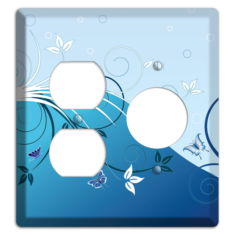 Blue Floral Sprig Duplex / Receptacle Wallplate
