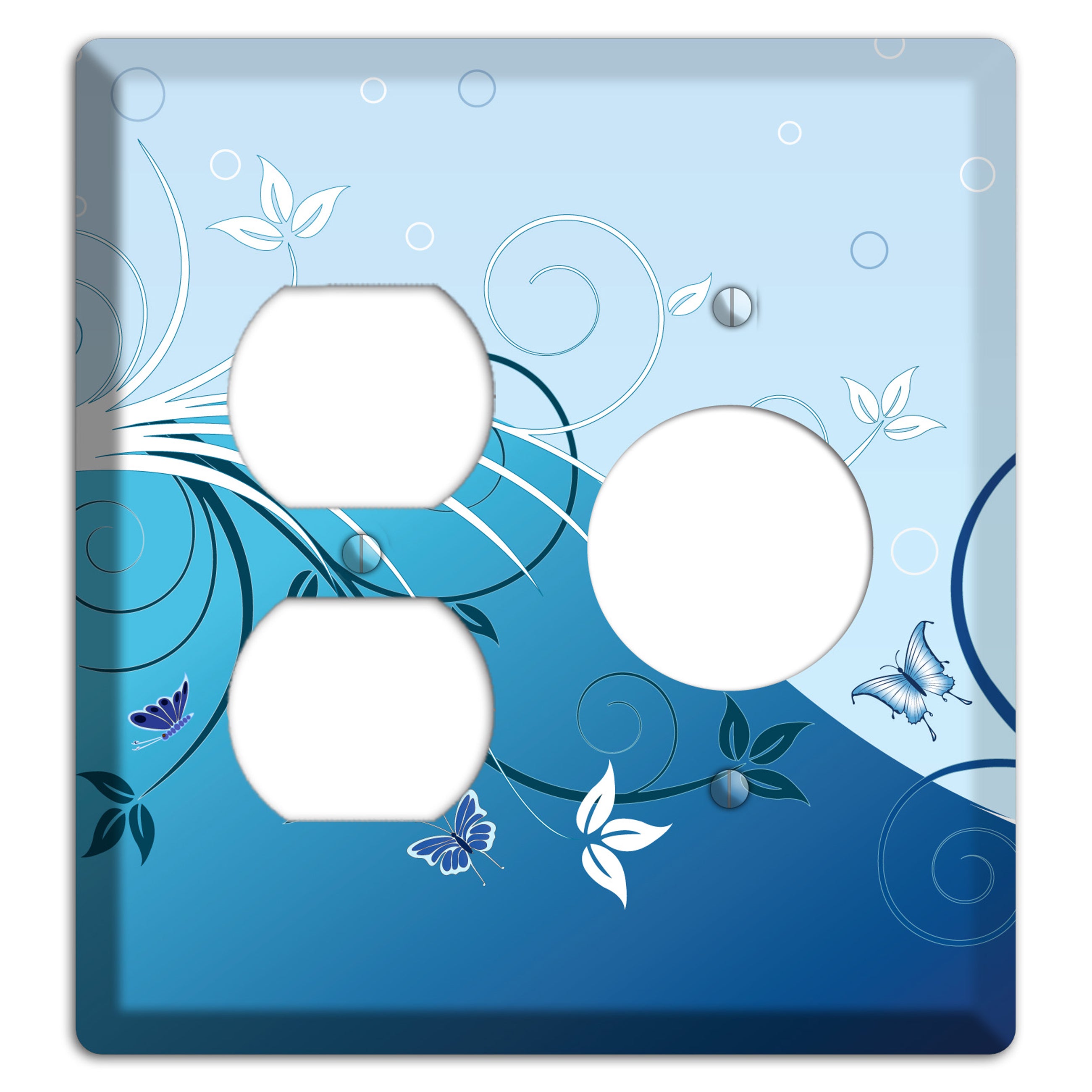 Blue Floral Sprig Duplex / Receptacle Wallplate