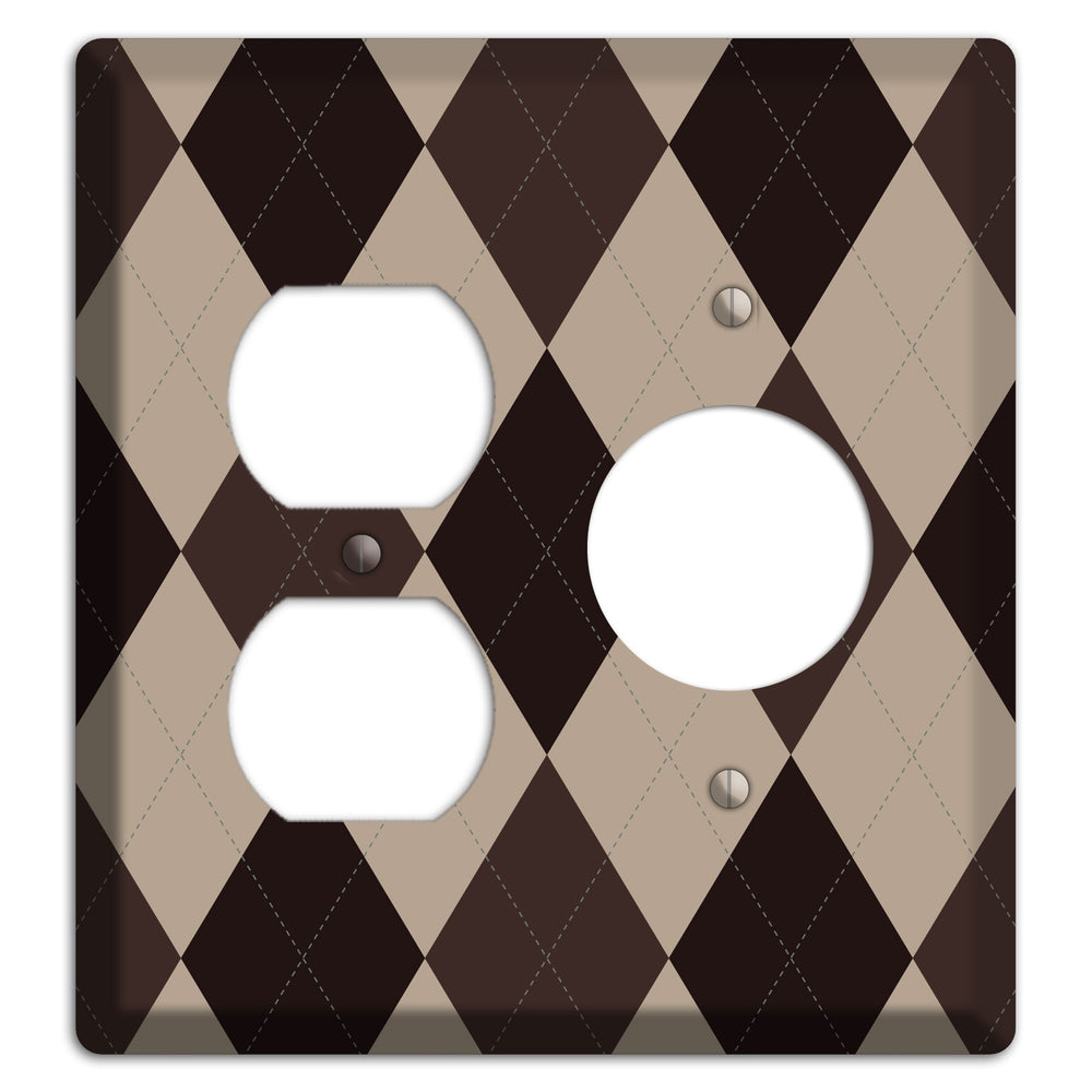 Brown and Beige Argyle Duplex / Receptacle Wallplate